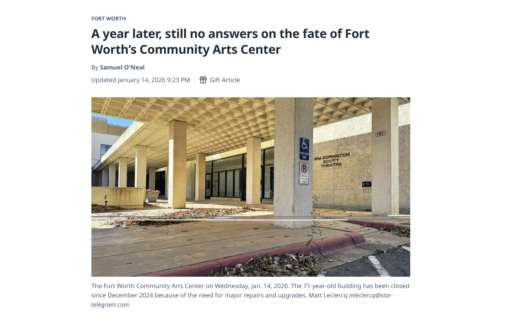 A year later, still no answers on the fate of Fort Worth’s Community Arts Center