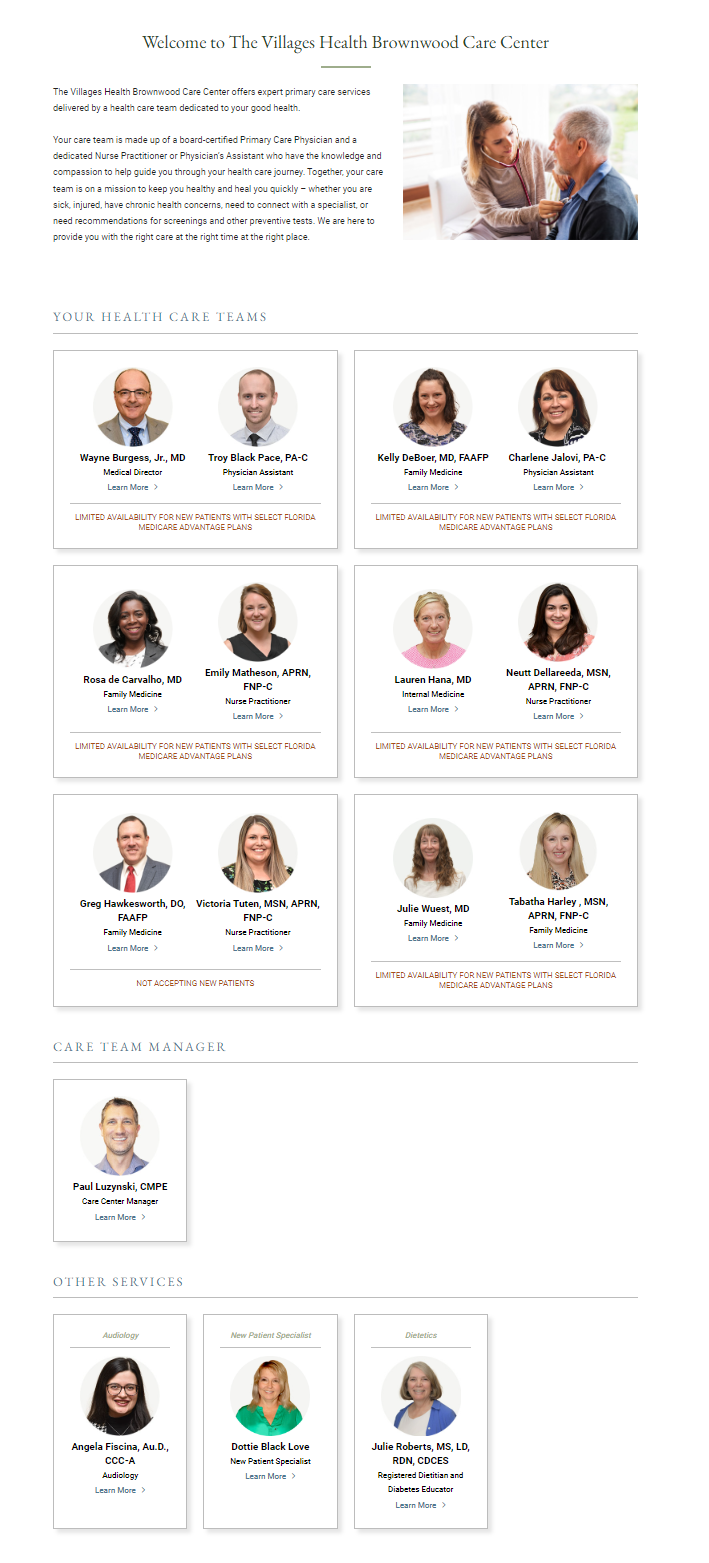 Care Center Web Page Design