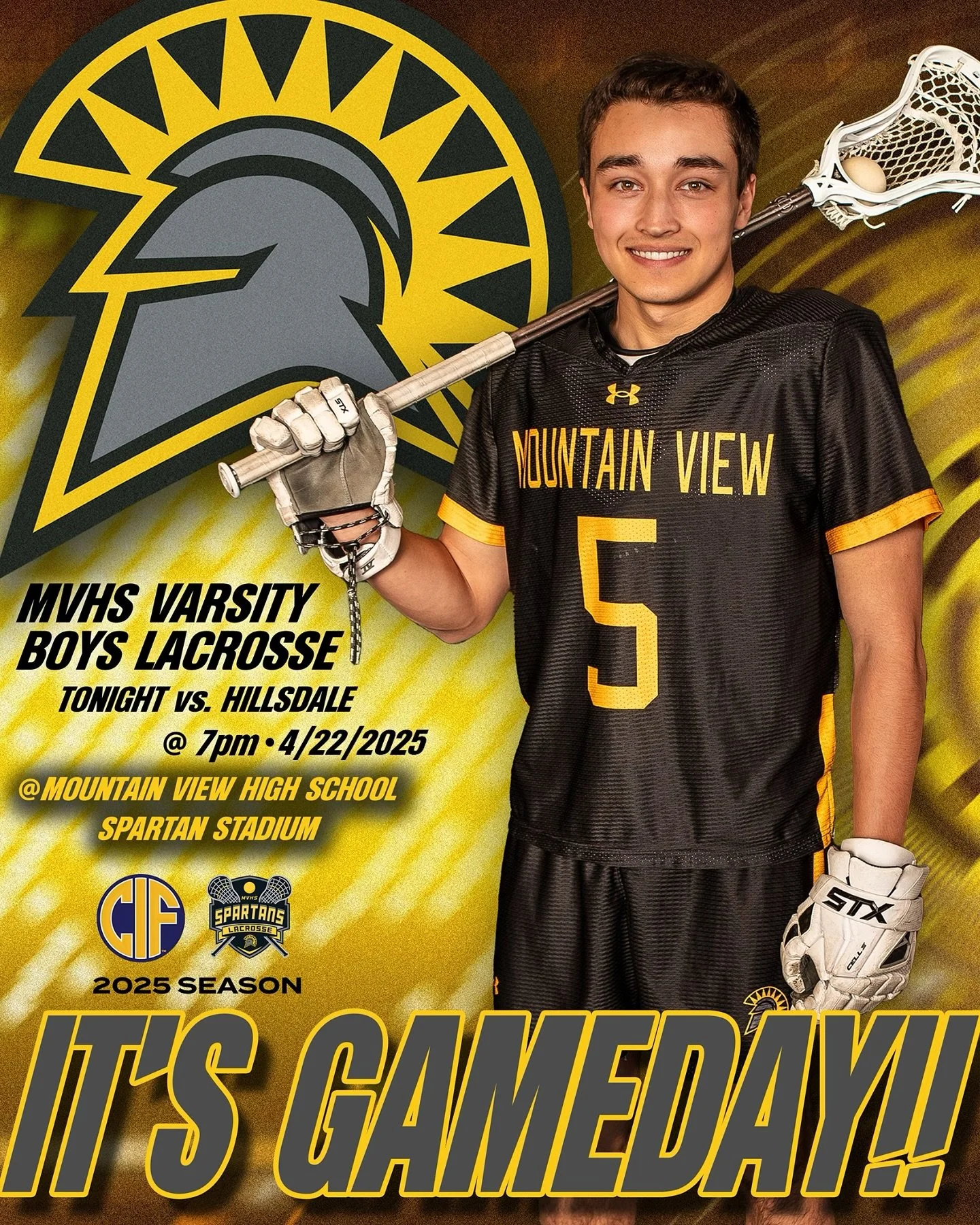 Come out and cheer on the MVHS Varsity Boys Lacrosse Team!!! Big game against Hillsdale!! Go Spartans!!