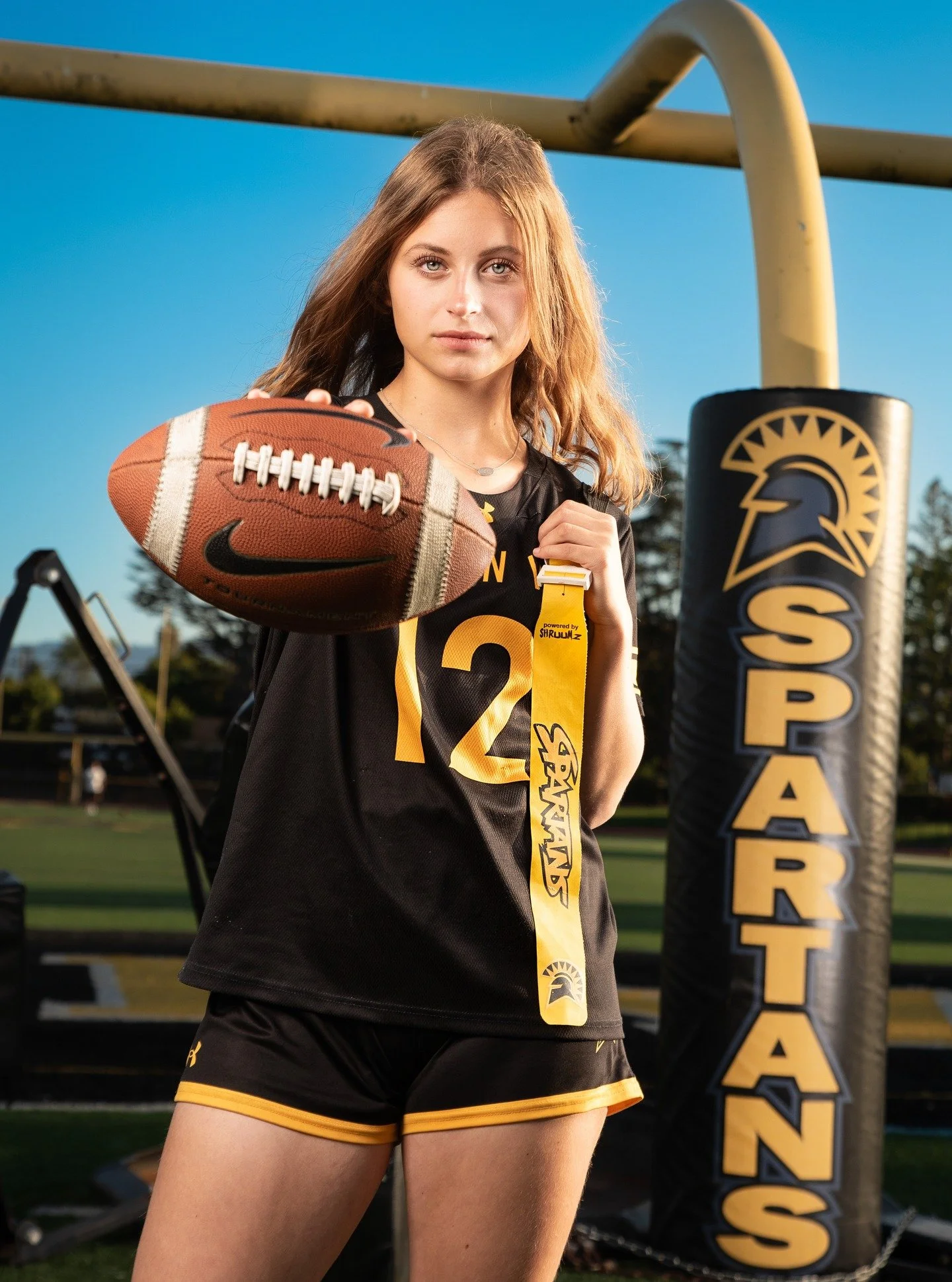 Flag Football is near and dear to my heart. It is now the fastest growing High School Sport in California. Mountain View High School Class of 2026!! 🏈🔥📸. #sportsportraits #westcottlighting #nikon #tamronamericas #SpartyUp #flagfootball #girlssport
