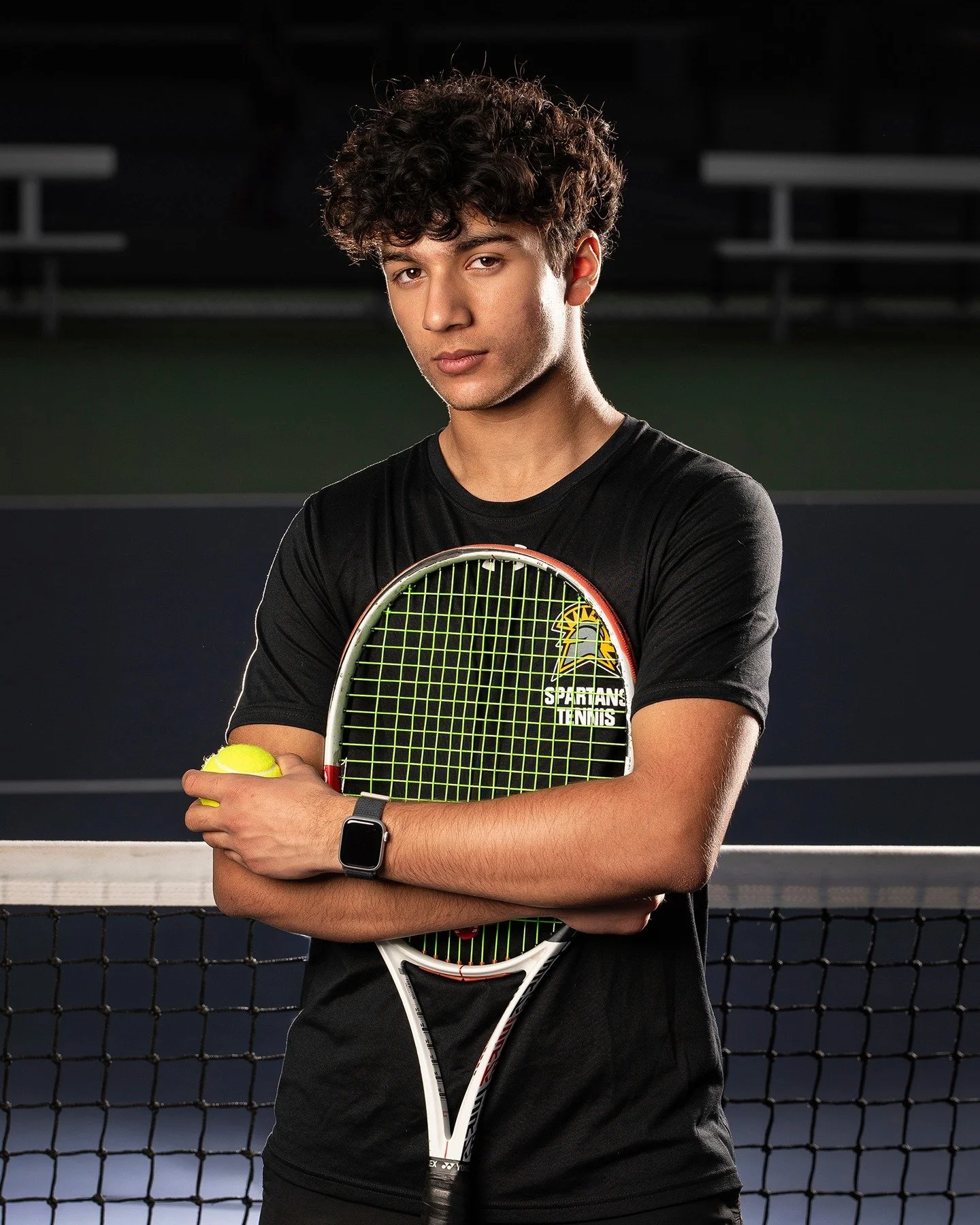 Sometimes it can get pretty intense on the court.🔥🎾📸 Putting in the hard work can really pay off. Class of 2026. #sportsportraits #westcottlighting #nikon #tamronamericas #tennis #highschooltennis #SpartyUp
