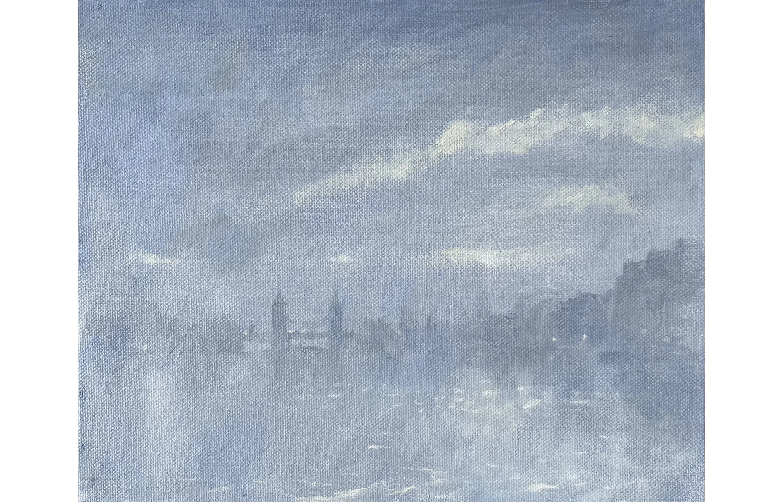 Rainfall, Tower Bridge oil on canvas 20 x 25cm