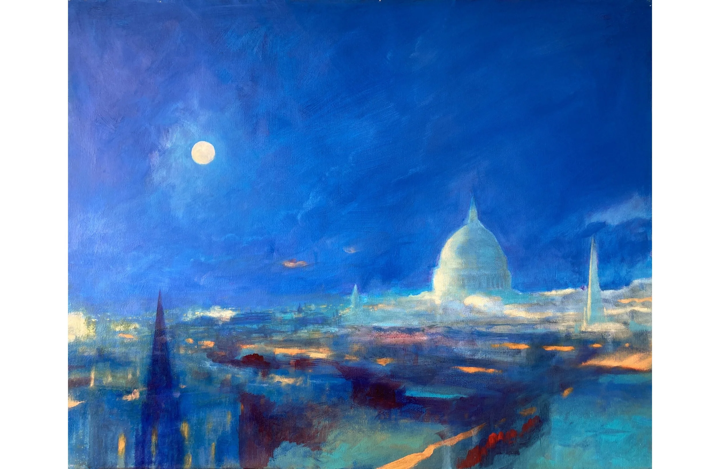Nightfall Across the Rooftops oil on canvas 61 x 76cm