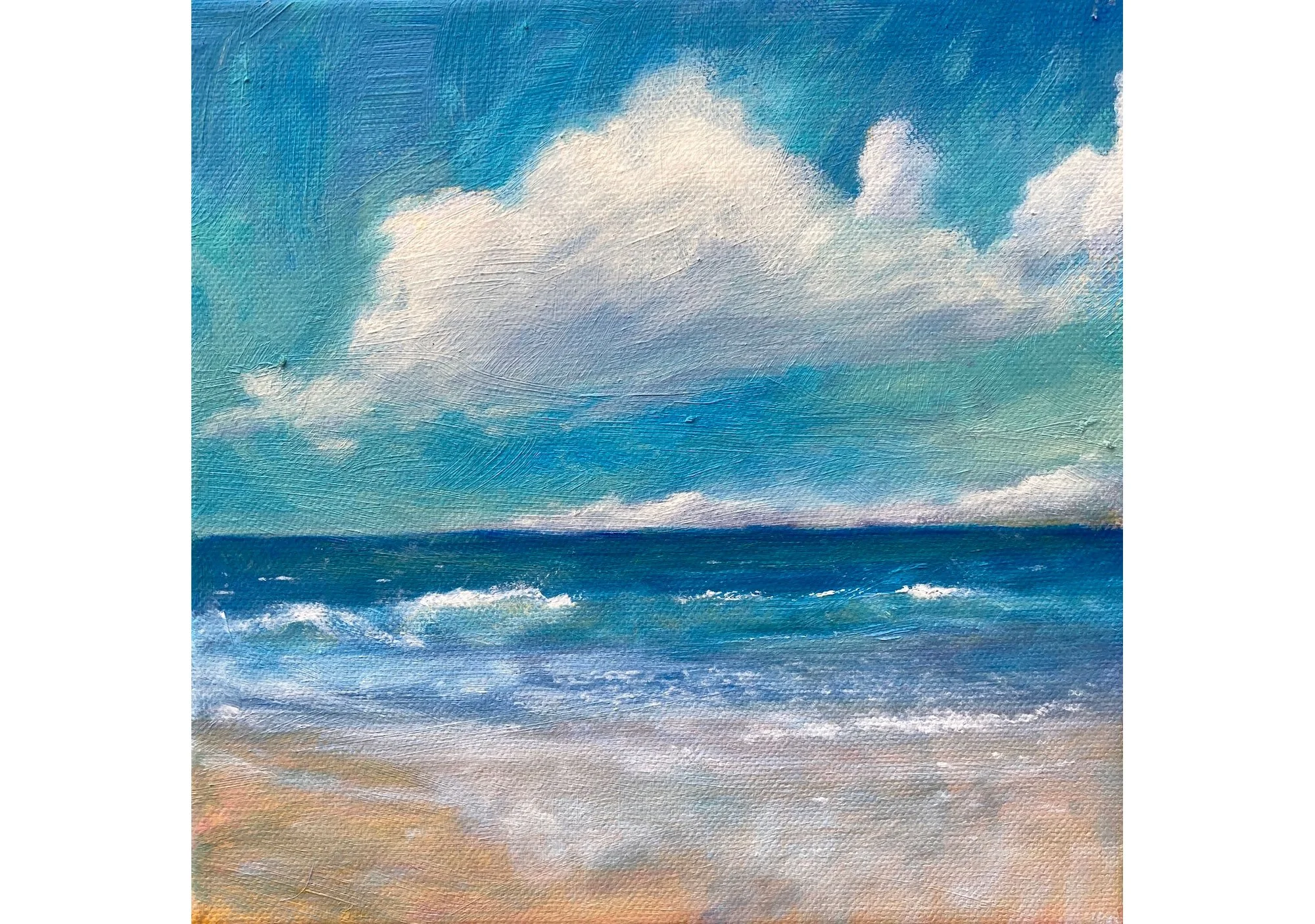 Sheringham Beach, Summer oil on canvas 20 x 20cm