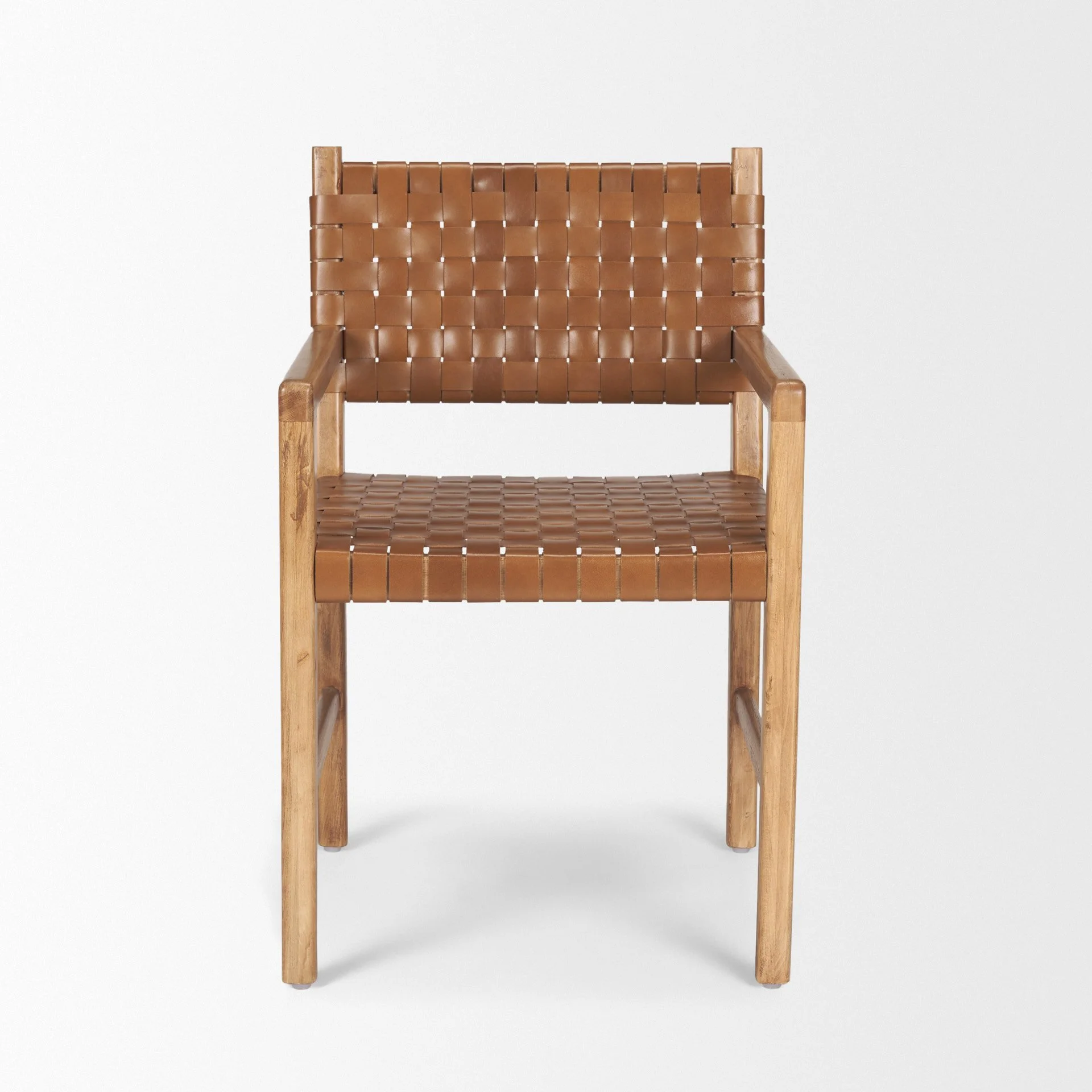 Contemporary dining chair in solid beech wood and buffalo leather