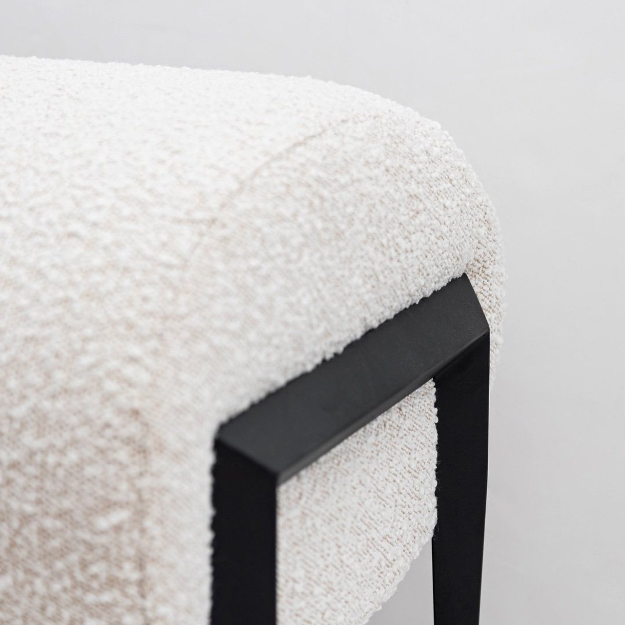 Off White Boucle Bench
