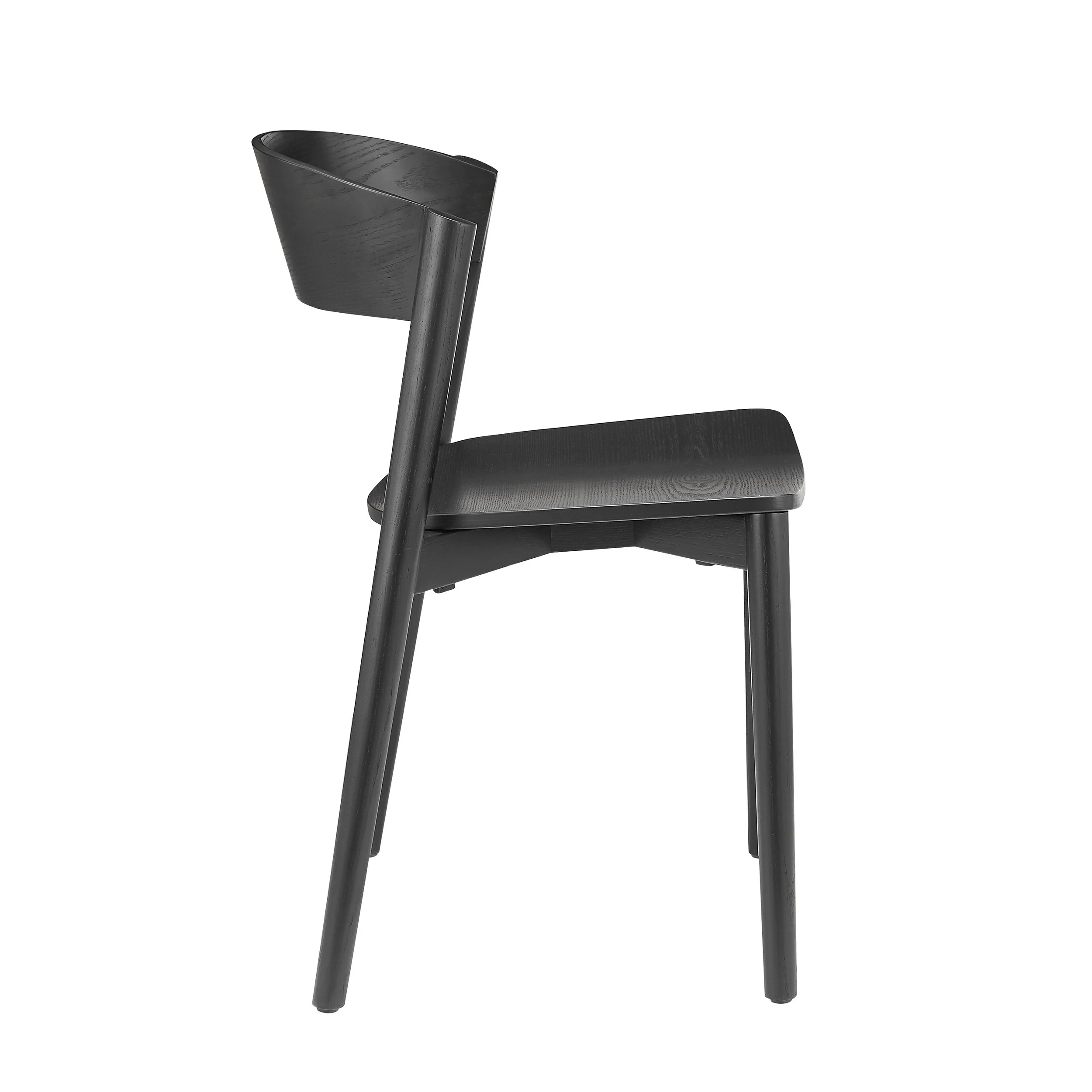 Stackable Dining Chair Wood Black - Side View.jpeg