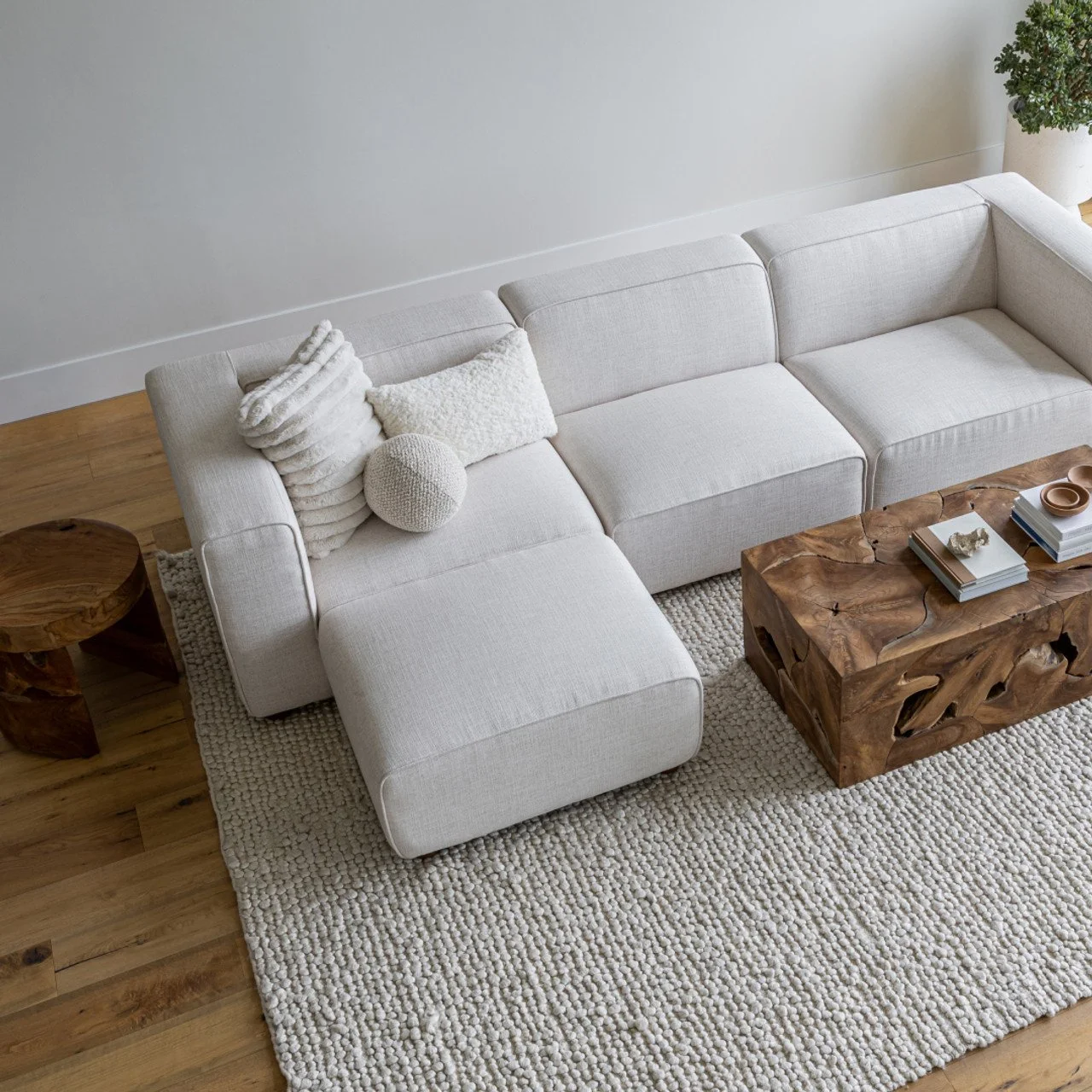Winter White Cushions Set of 3 - Round Pillow Square Pillow and Rectangular Pillow Faux Fur - 03.jpeg