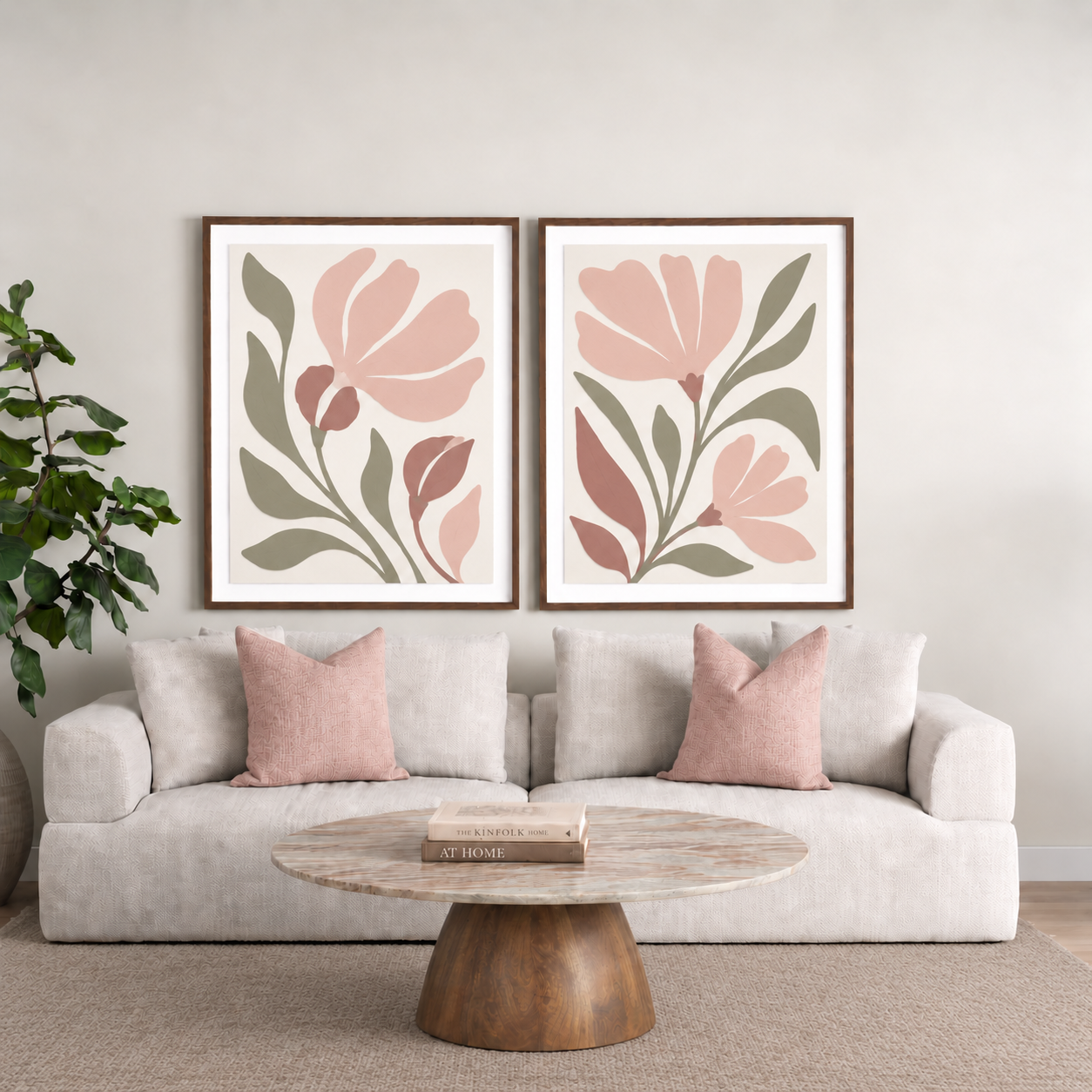 Floral Living Room with Taupe Wool Rug.png