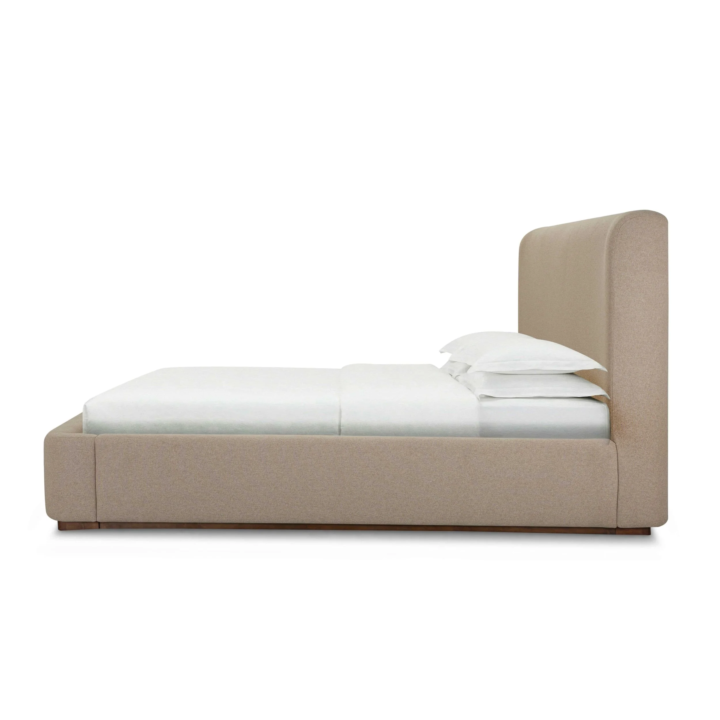 89 Velvet Tan Upholstered Bed - King Platform Bed - Side View.jpg