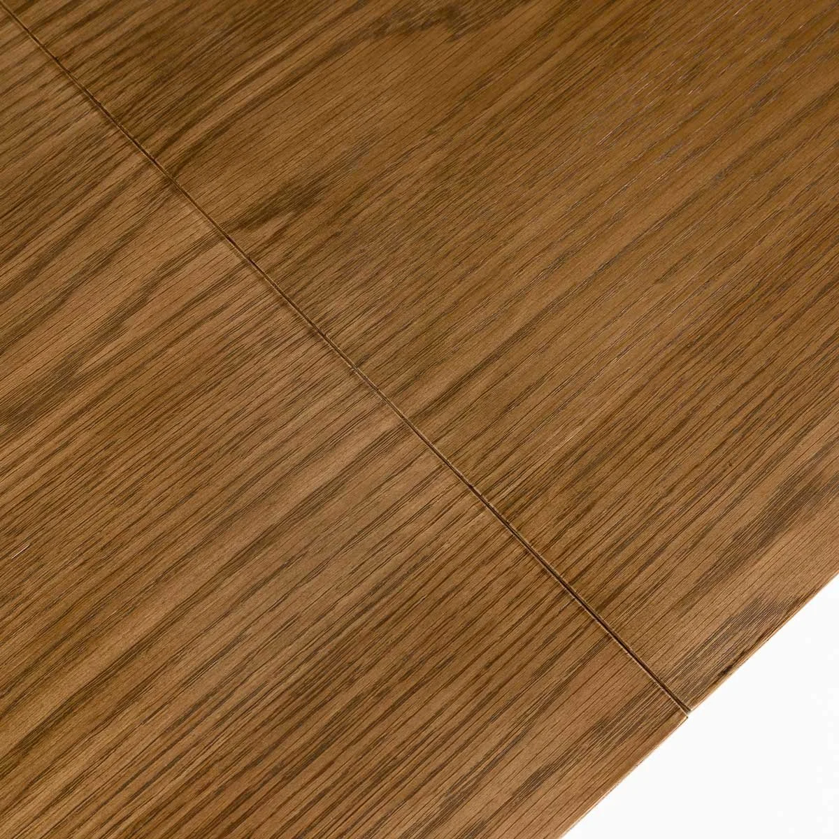 Top view of rectangular extension dining table in smoked chestnut finish
