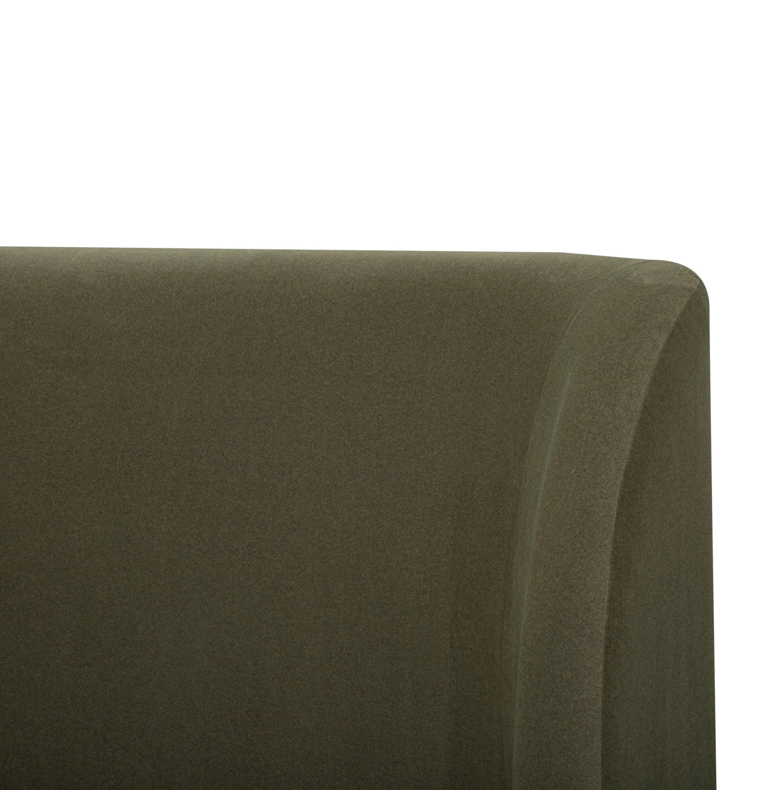 Detail of wingback headboard on 77 queen size upholstered bed