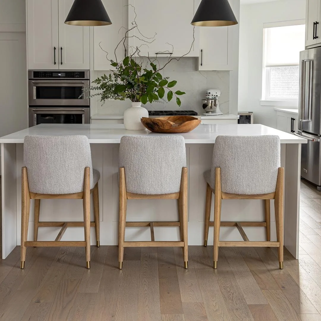 Counter Stools category image featuring modern stools styled in a calm, modern kitchen or dining space, part of Furniture 28’s West Coast inspired collection.