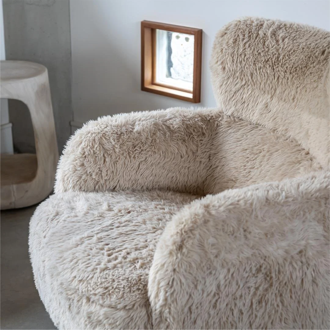 32 Accent Chair Tall Back Shaggy Cream Faux Fur - 1.jpg