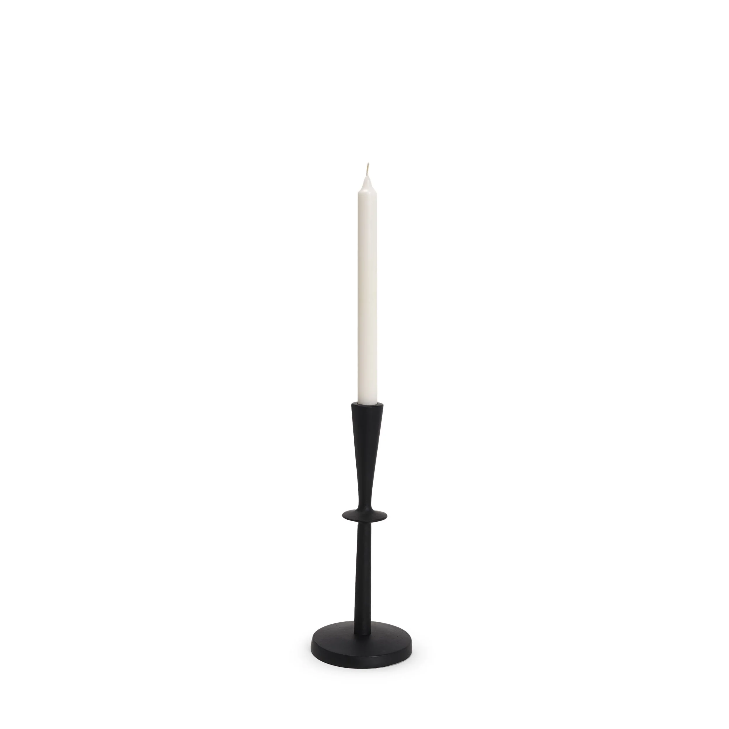 Traditional Matte Black Taper Candle Holder (11")