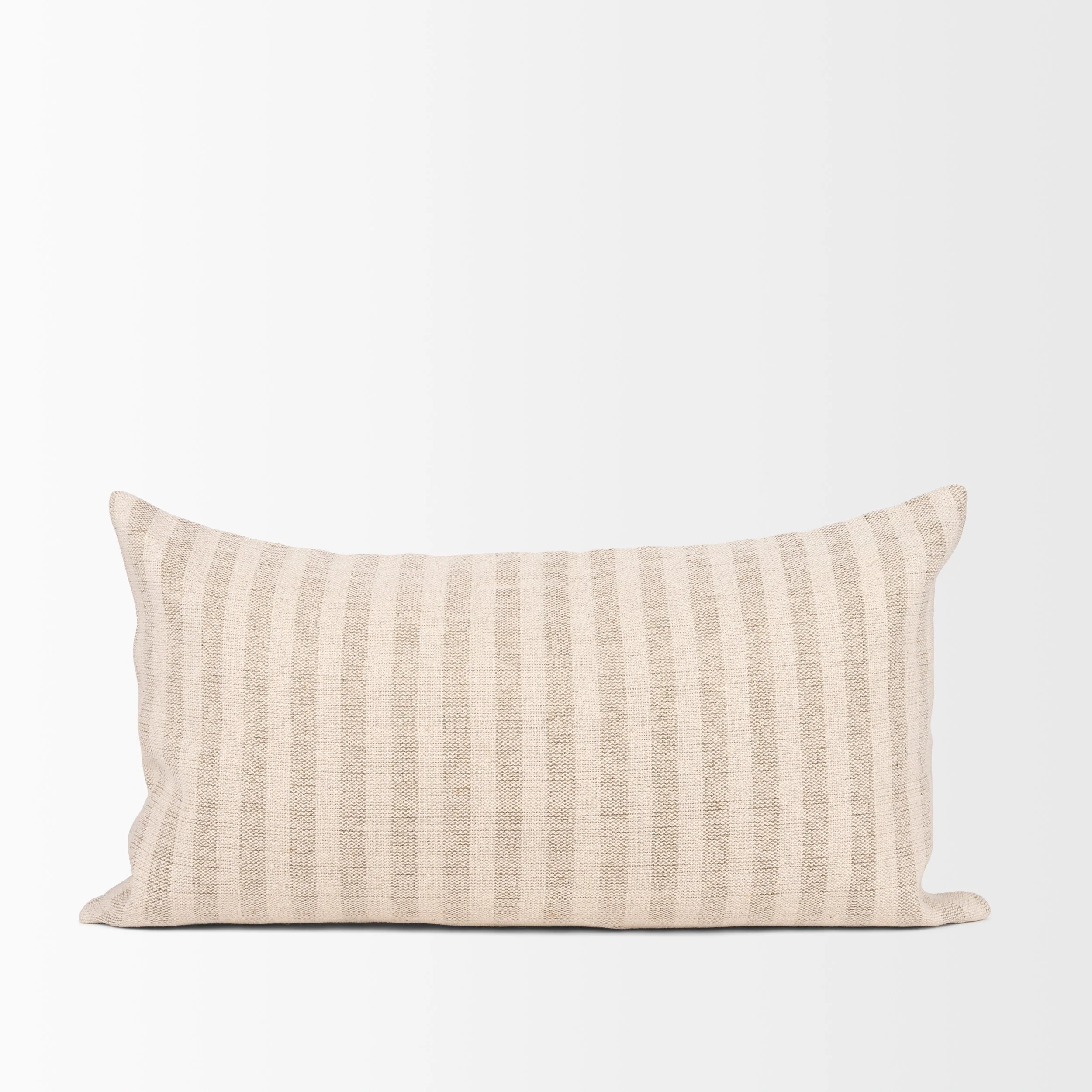 linen cream and beige lumbar pillow.