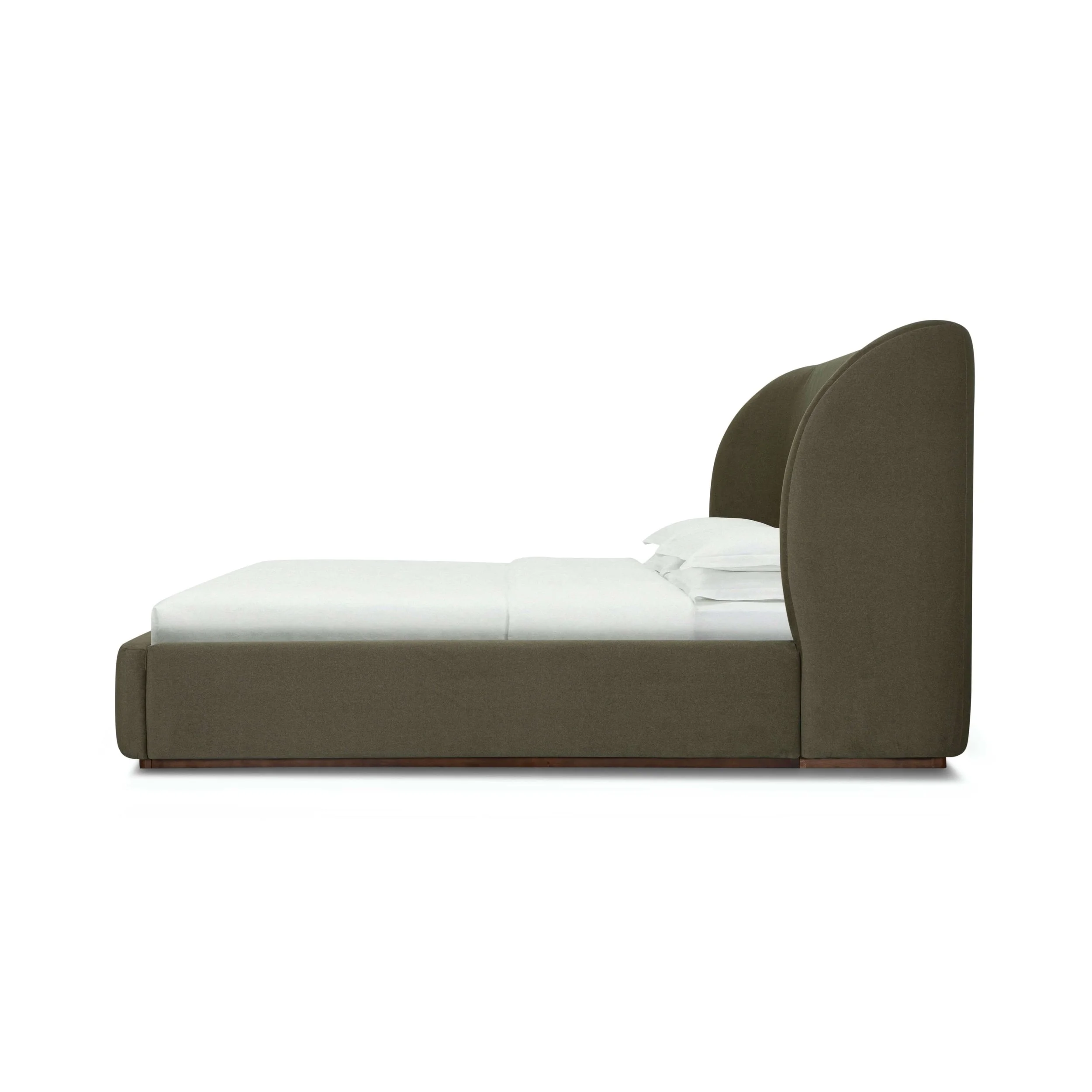 77 king size bed styled in a modern West Coast inspired bedroom
