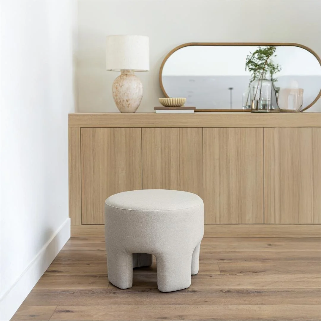 3 Ottoman - Velvet Natural Staged in modern home