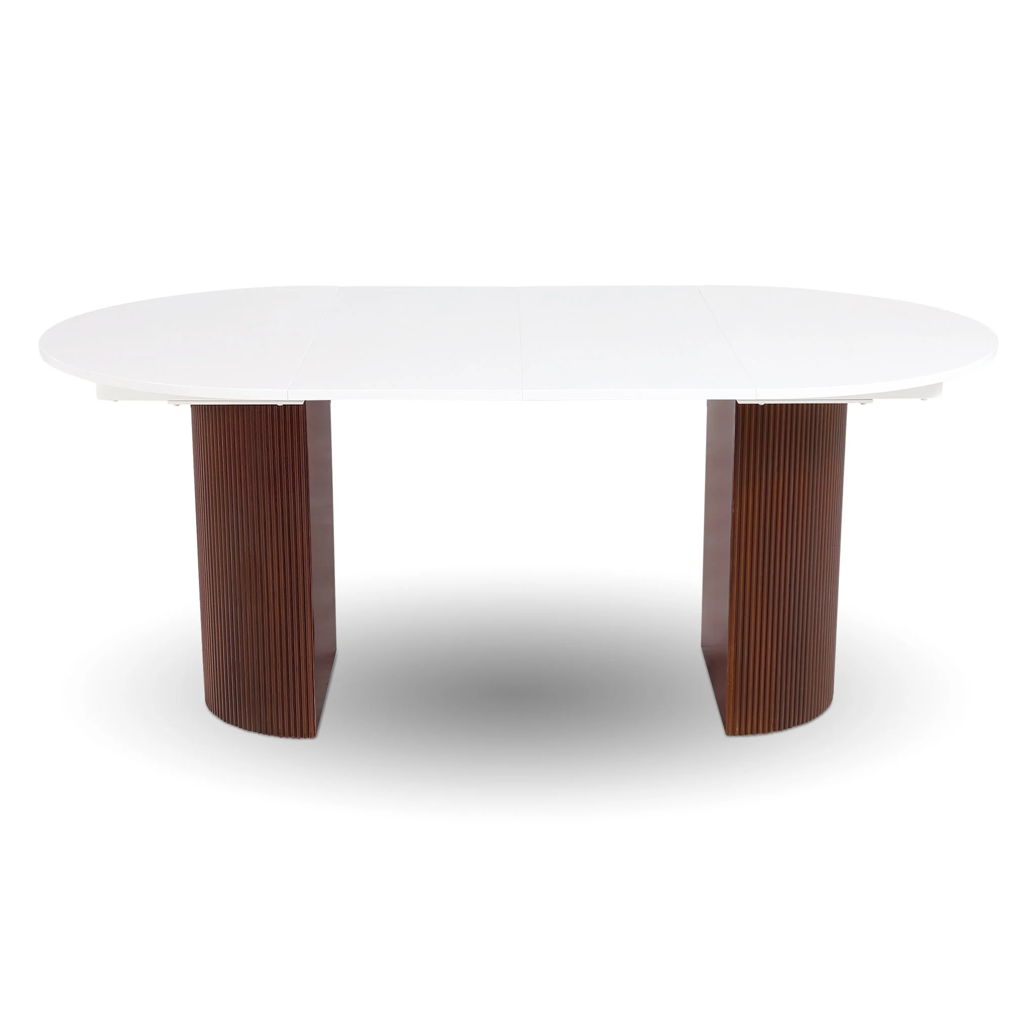 Fully extended brown and white dining table .jpg