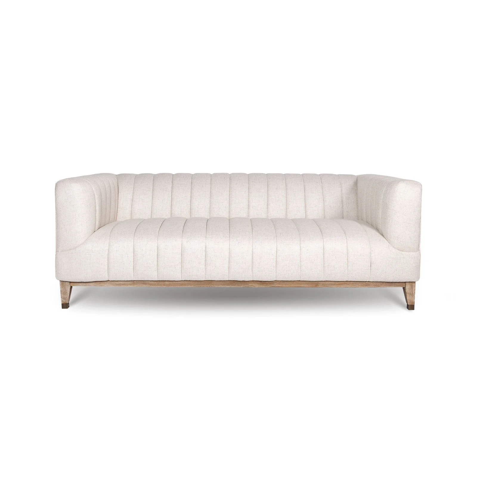 Cream Line Tuffed Cream Loveseat - Driftwood Base.jpg