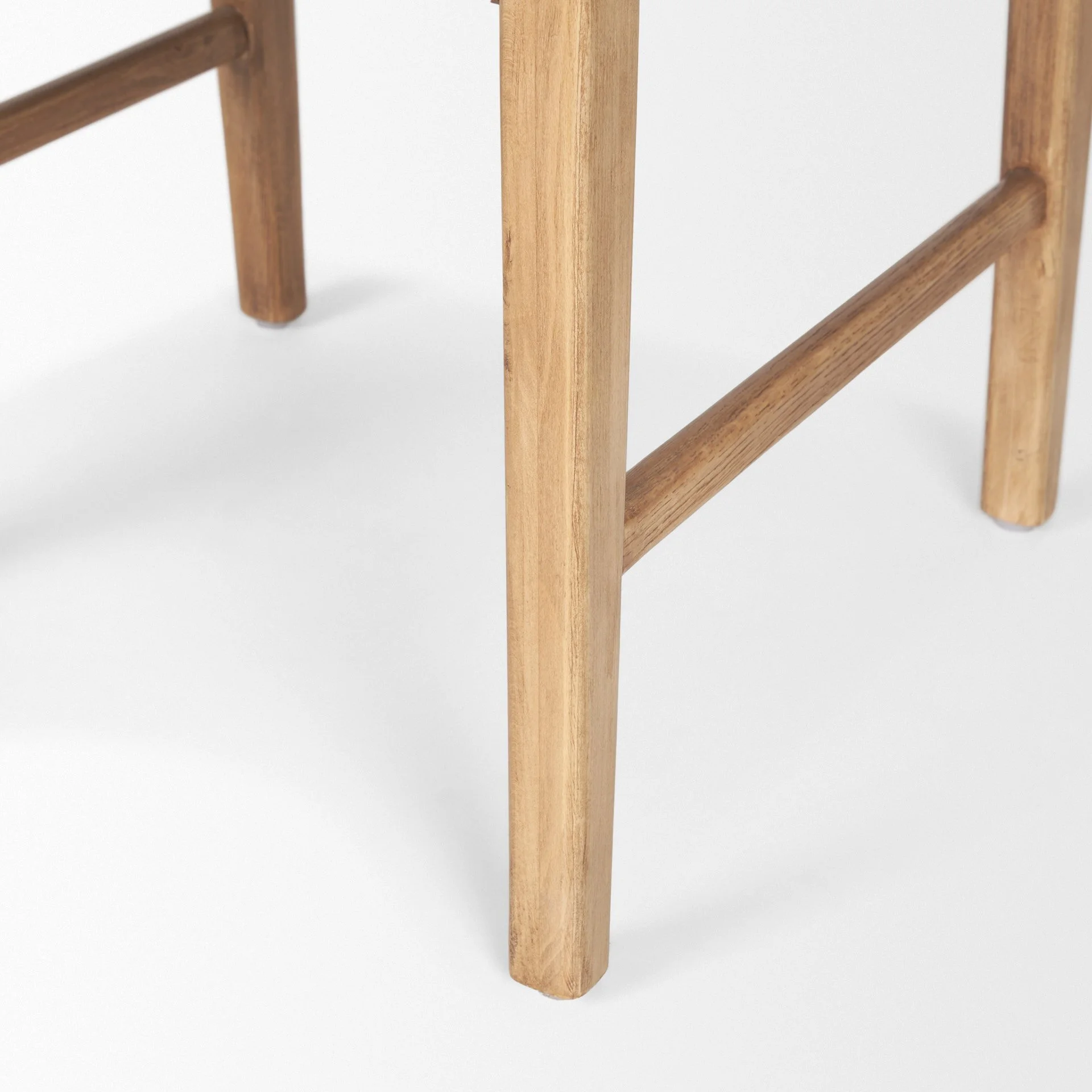 Handwoven buffalo leather dining chair with solid beech wood construction