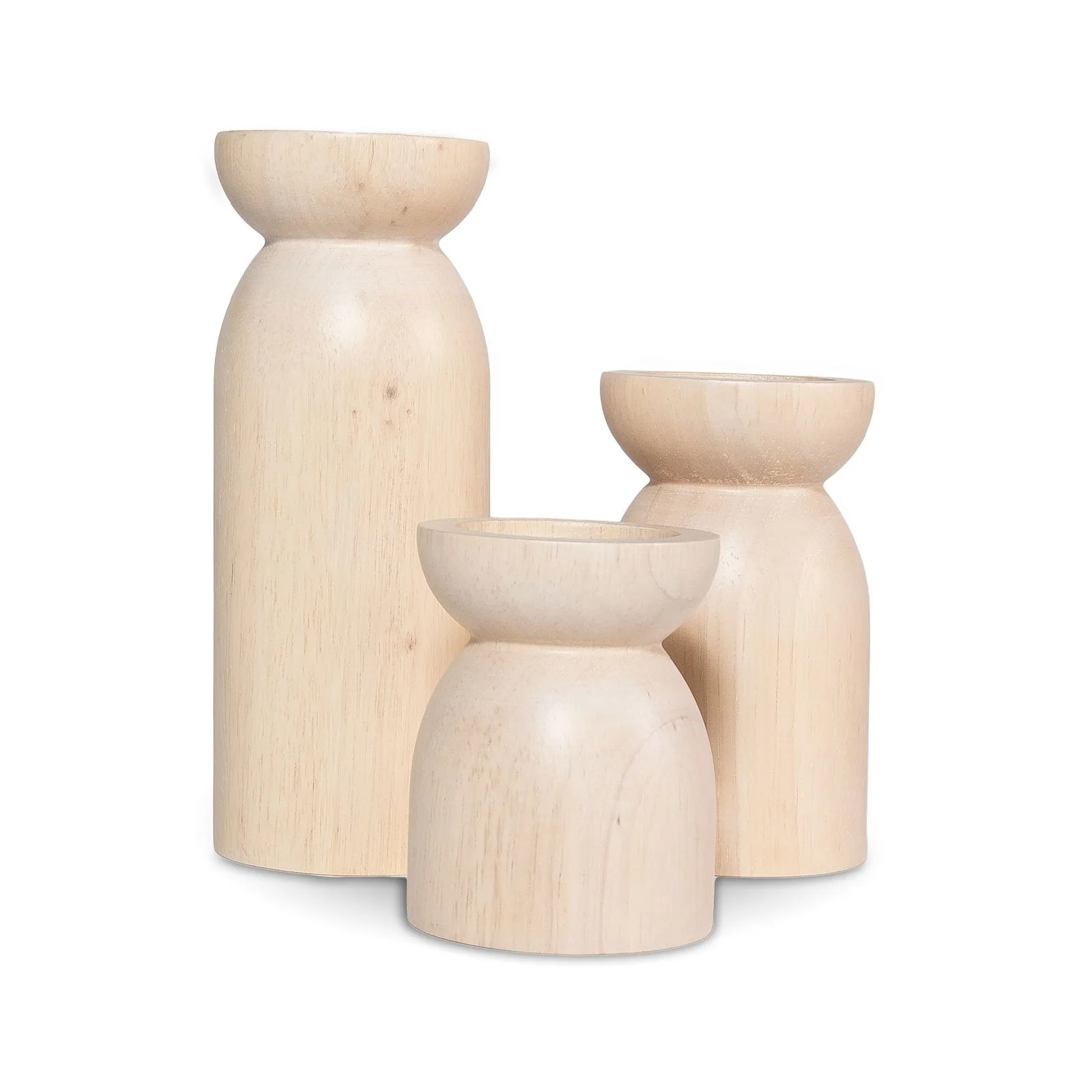 White Wash Candle Holder Set