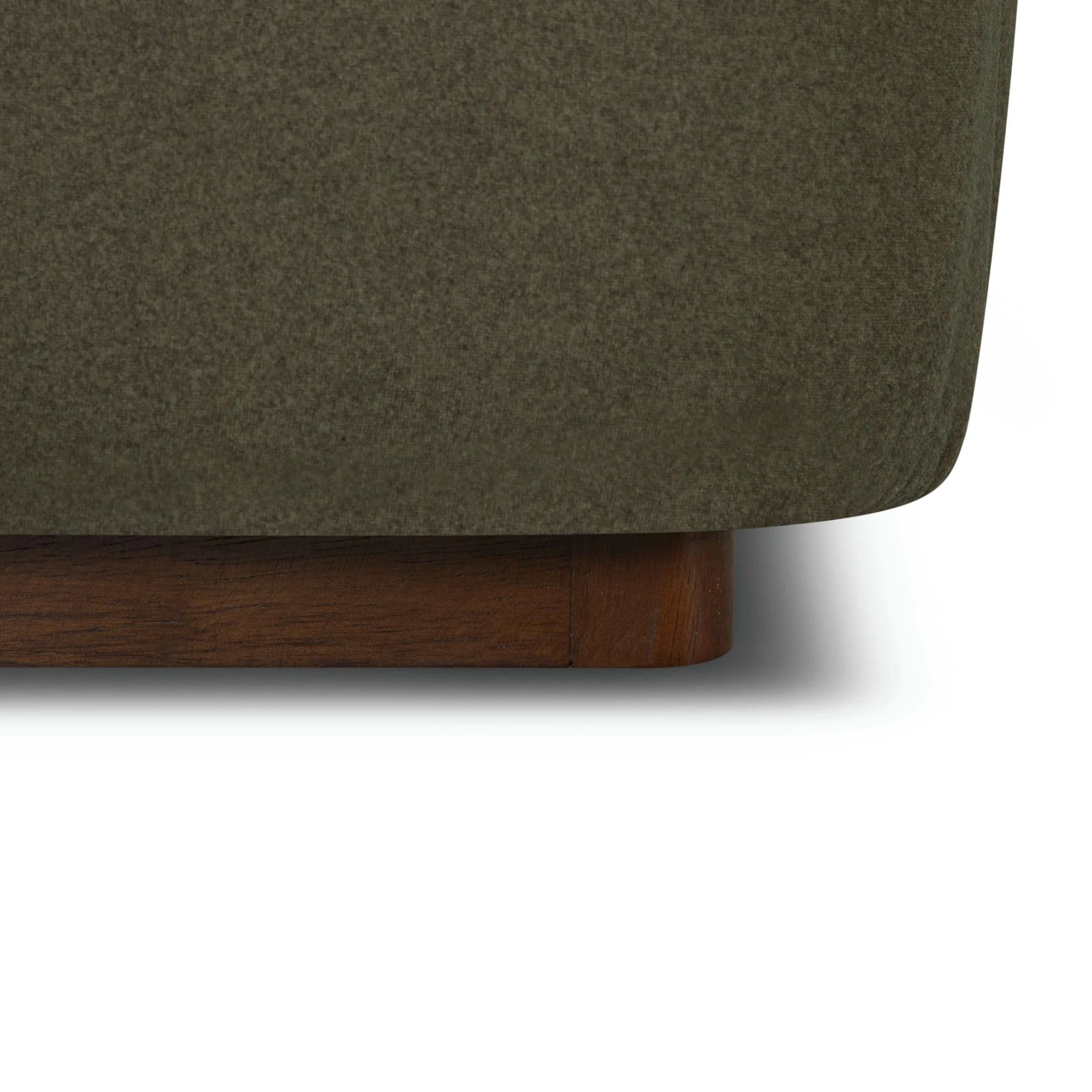 Large 77 king size upholstered bed creating a bedroom focal point - Base Close-up