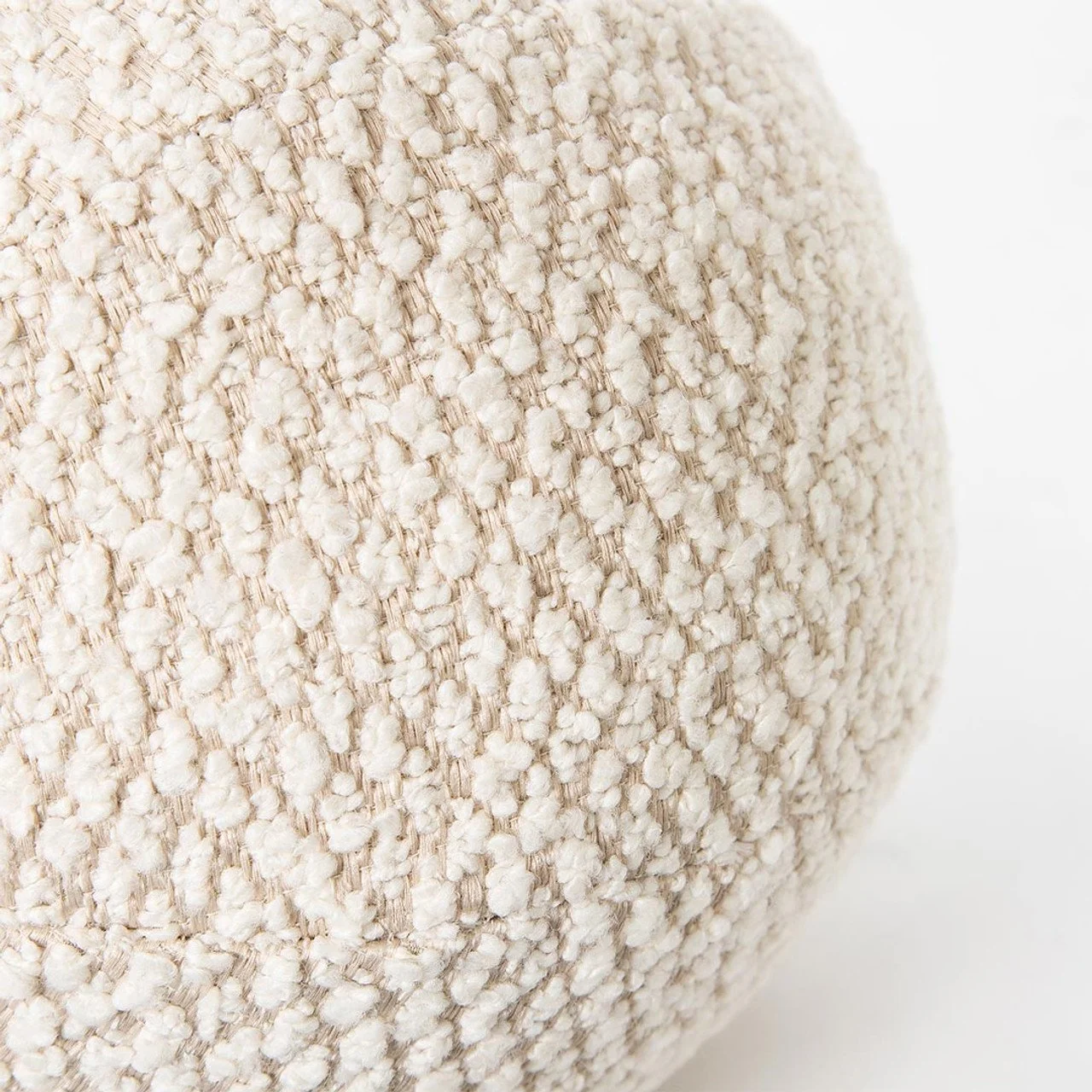 Ivory Cream Plush Cushions - Round Pillow