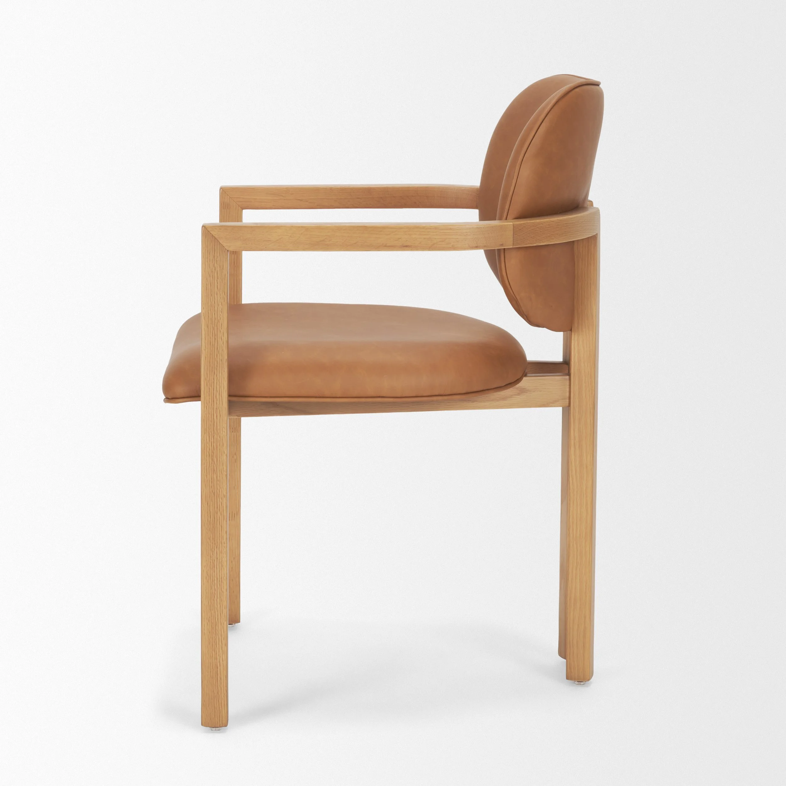 70 Dining Armchair in Tan Leather and Natural Oak - Side.jpeg
