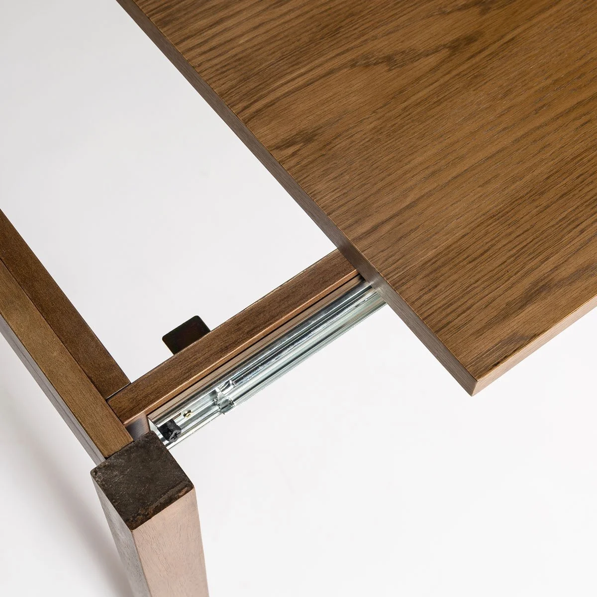 Hardware view of modern extension dining table