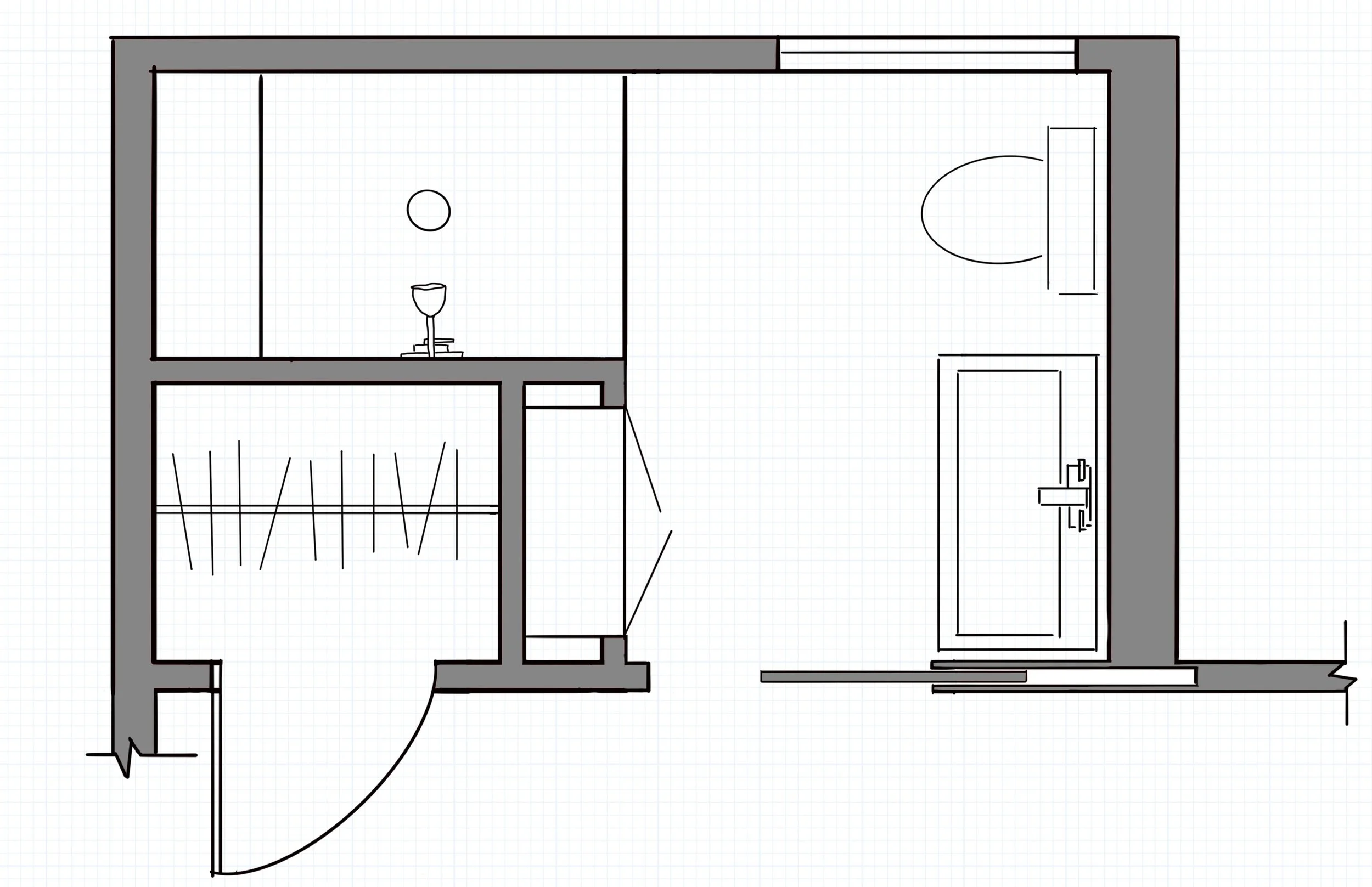Space Planning - Small Primary Bathroom
