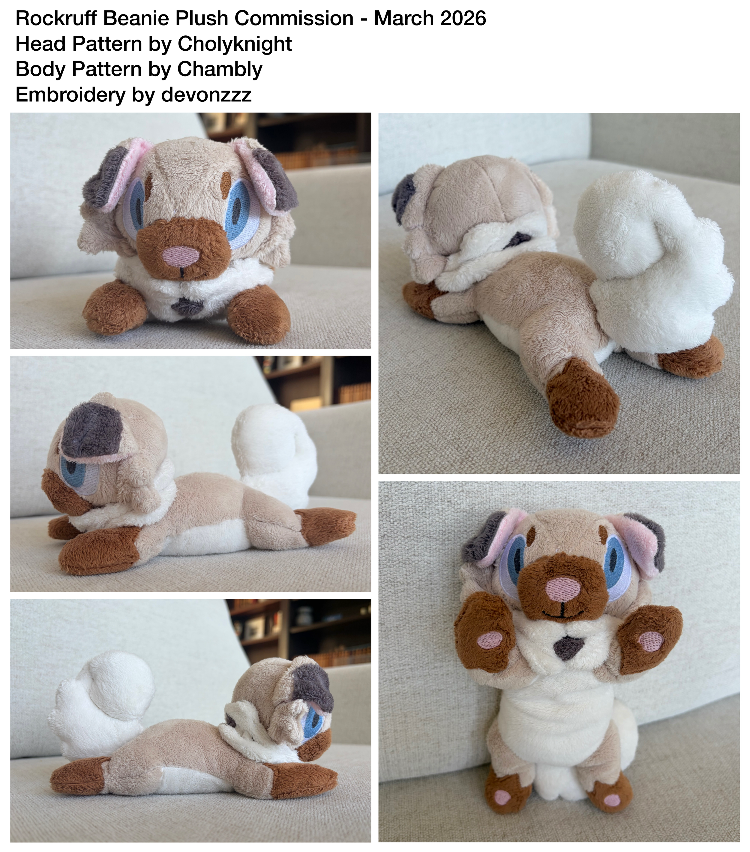 Rockruff Beanie Plush Commission