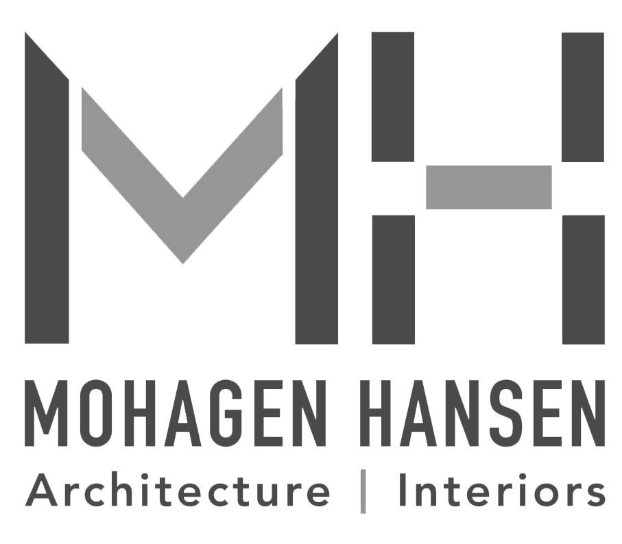 Logo of Mohagen Hansen Architecture and Interiors with stylized letters MH and text below.