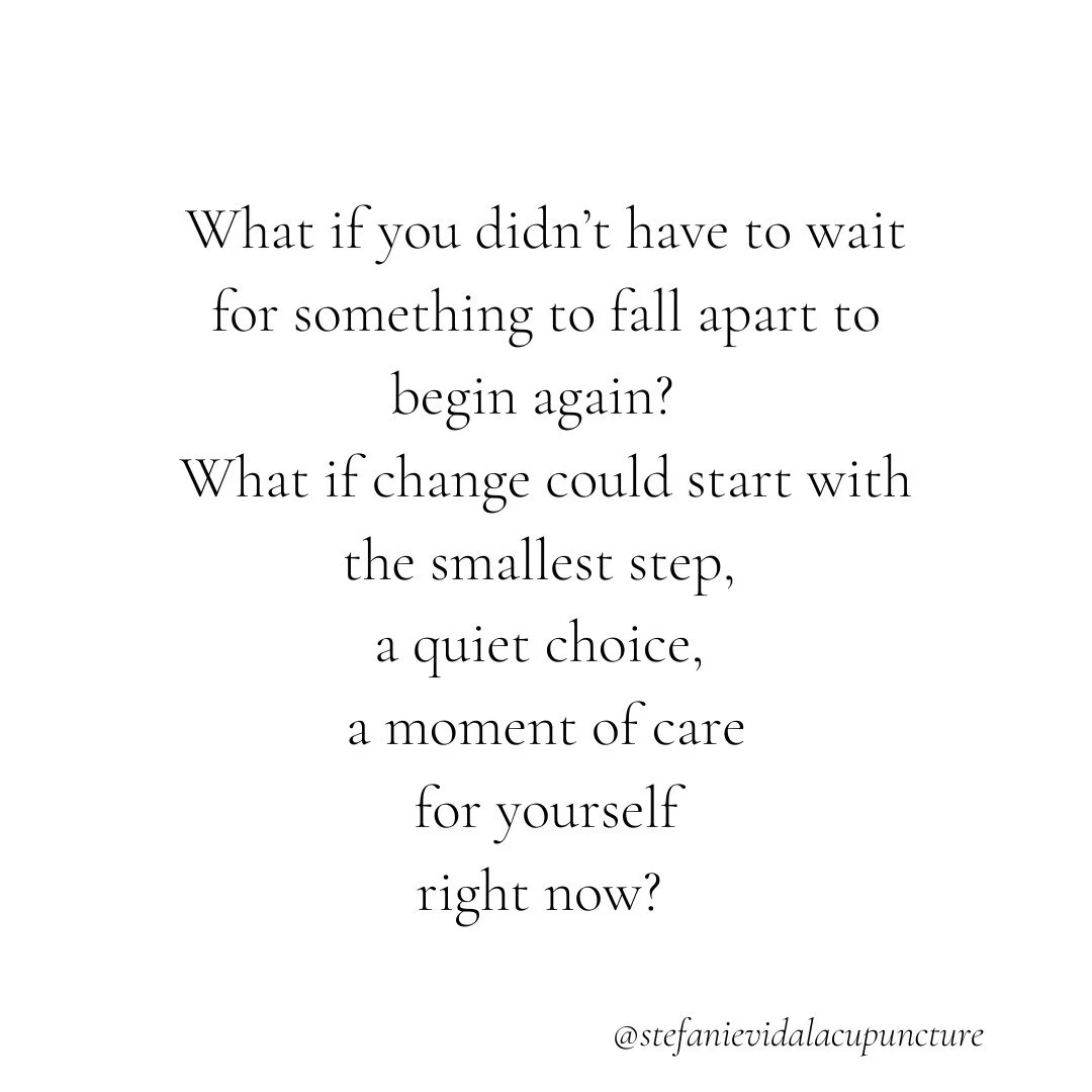What if you didn&rsquo;t have to wait for something to fall apart to take care of yourself? 

Every moment is an invitation to nurture your body, mind, and spirit.