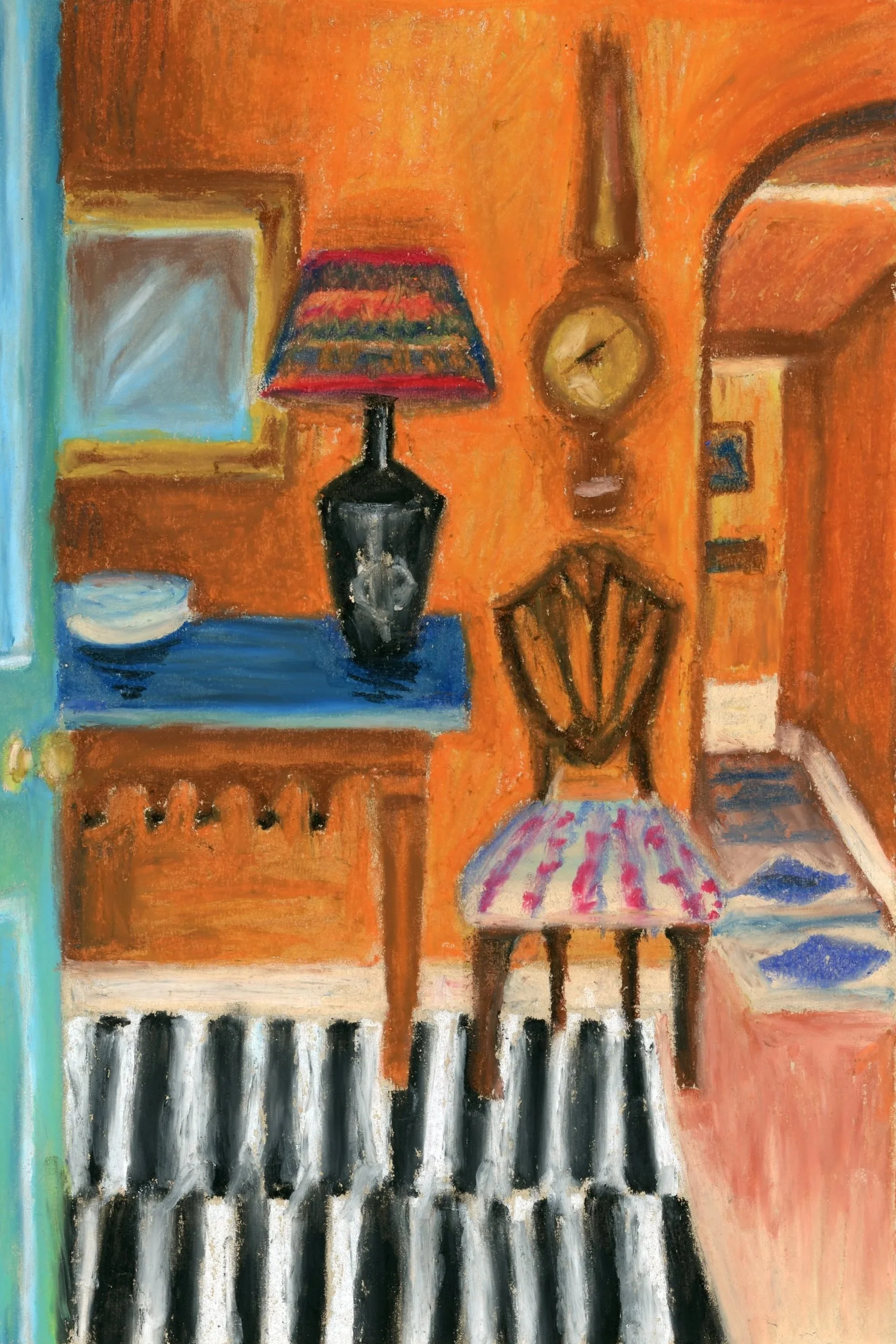 Entryway in the Afternoon (9"x12", Oil Pastel on Toned Paper) - Sold