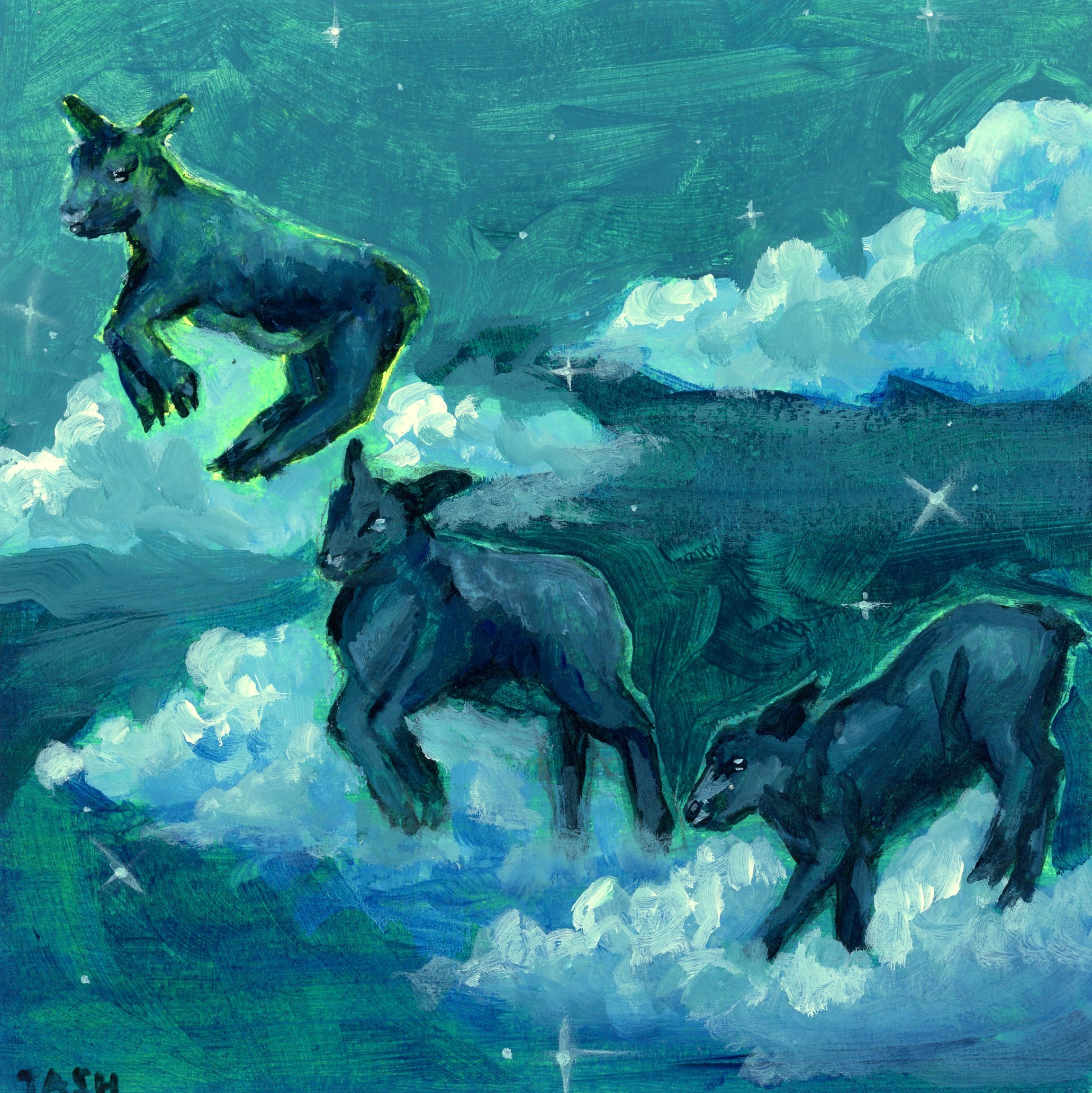 Counting Sheep (8"x 8", Acrylic on Paper)