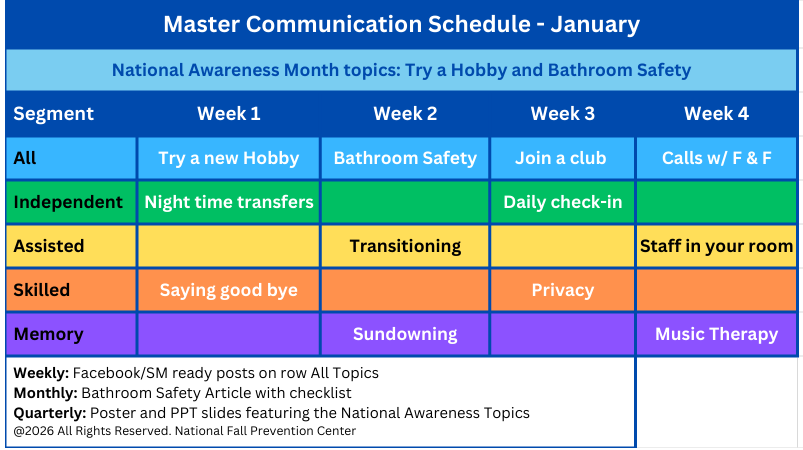 Master Communication Schedule - January and Q1 2026.png