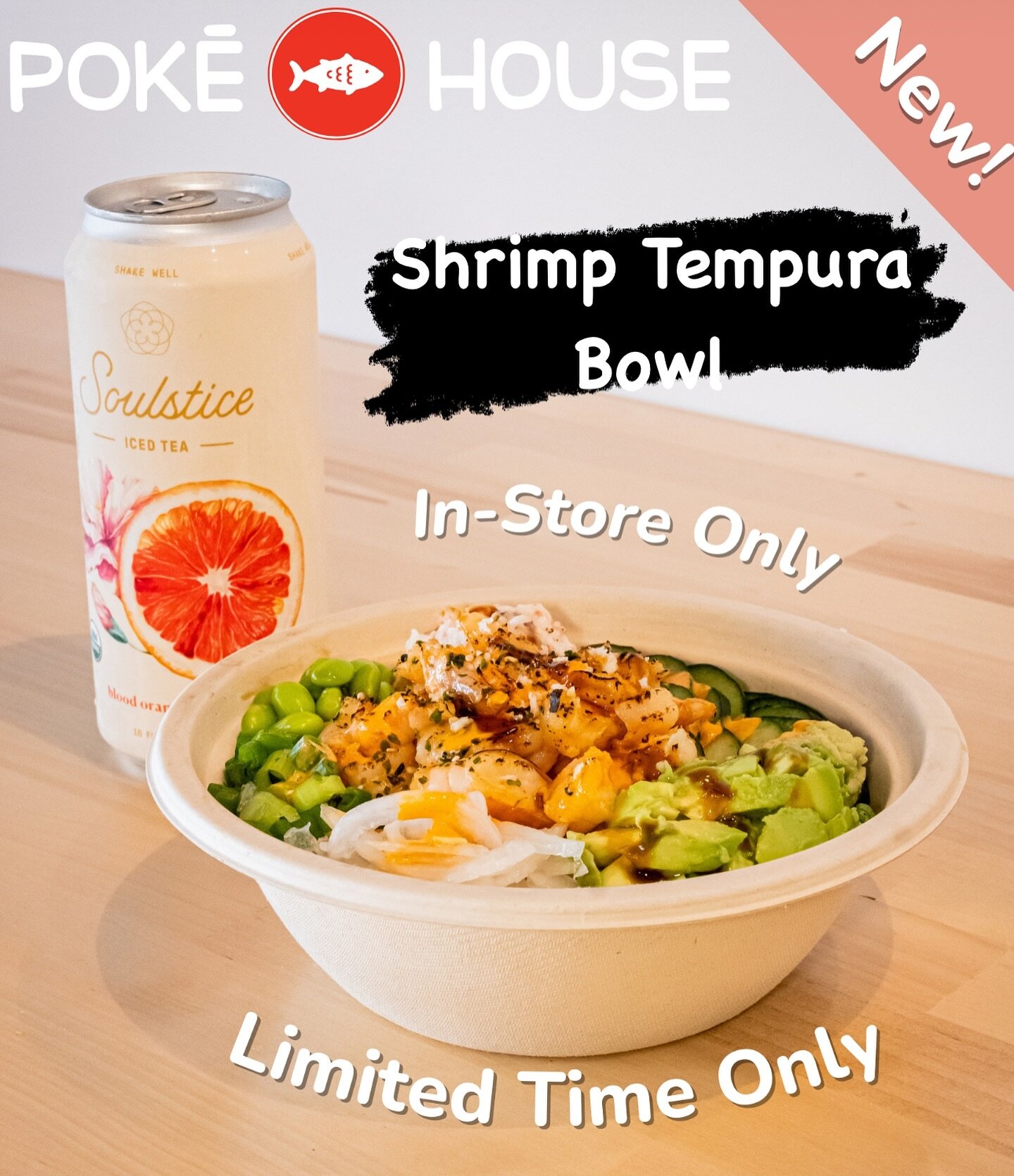 Have you tried our new signature bowl yet? Our new Shrimp Tempura Bowl is only here for a limited time and is only available in-store. Our new bowl comes with avocado, green onions, sweet onions, edamame, cucumbers, and crab salad. We drizzle it with