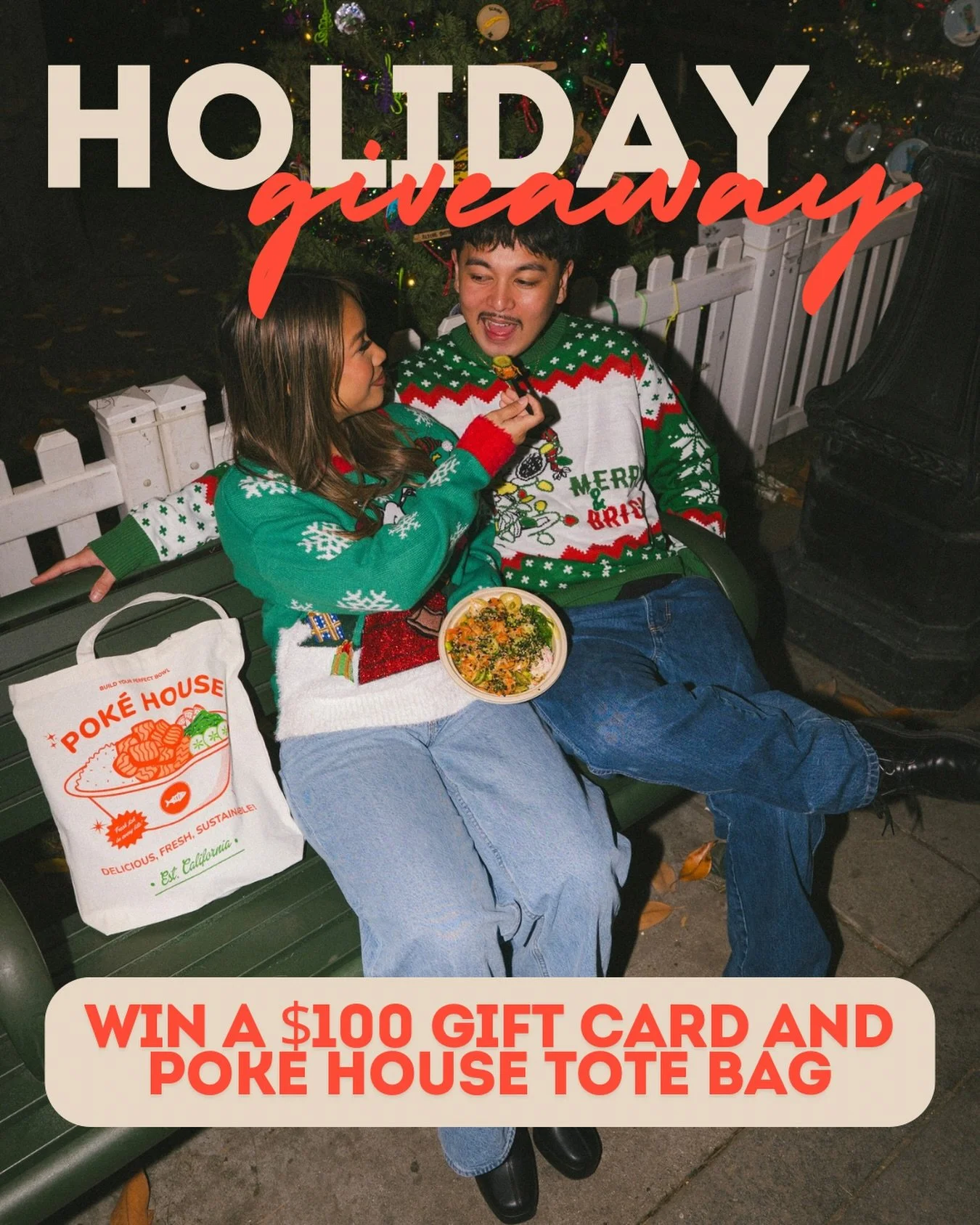 🎁 HOLIDAY GIVEAWAY 🎁
We&rsquo;re spreading some holiday cheer! One lucky winner will receive a $100 Poke House gift card (digital) + a Poke House tote bag 🐟🛍️

To enter:
1️⃣ Follow @poke.house
2️⃣ Tag 2 besties you&rsquo;d share a bowl with
✨ Bon