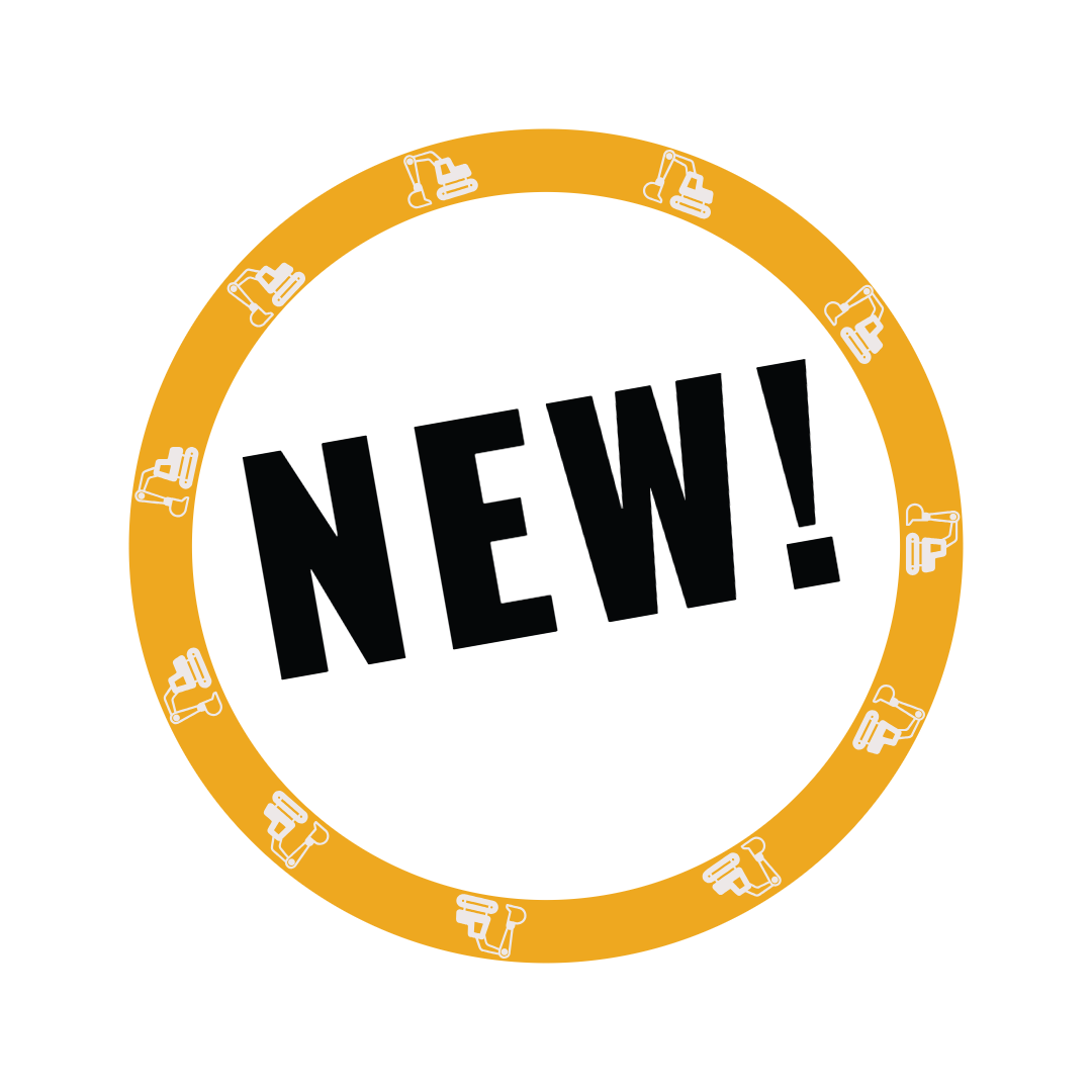 Yellow, white, black badge icon with little excavators for a Bend Oregon Excavation company website.