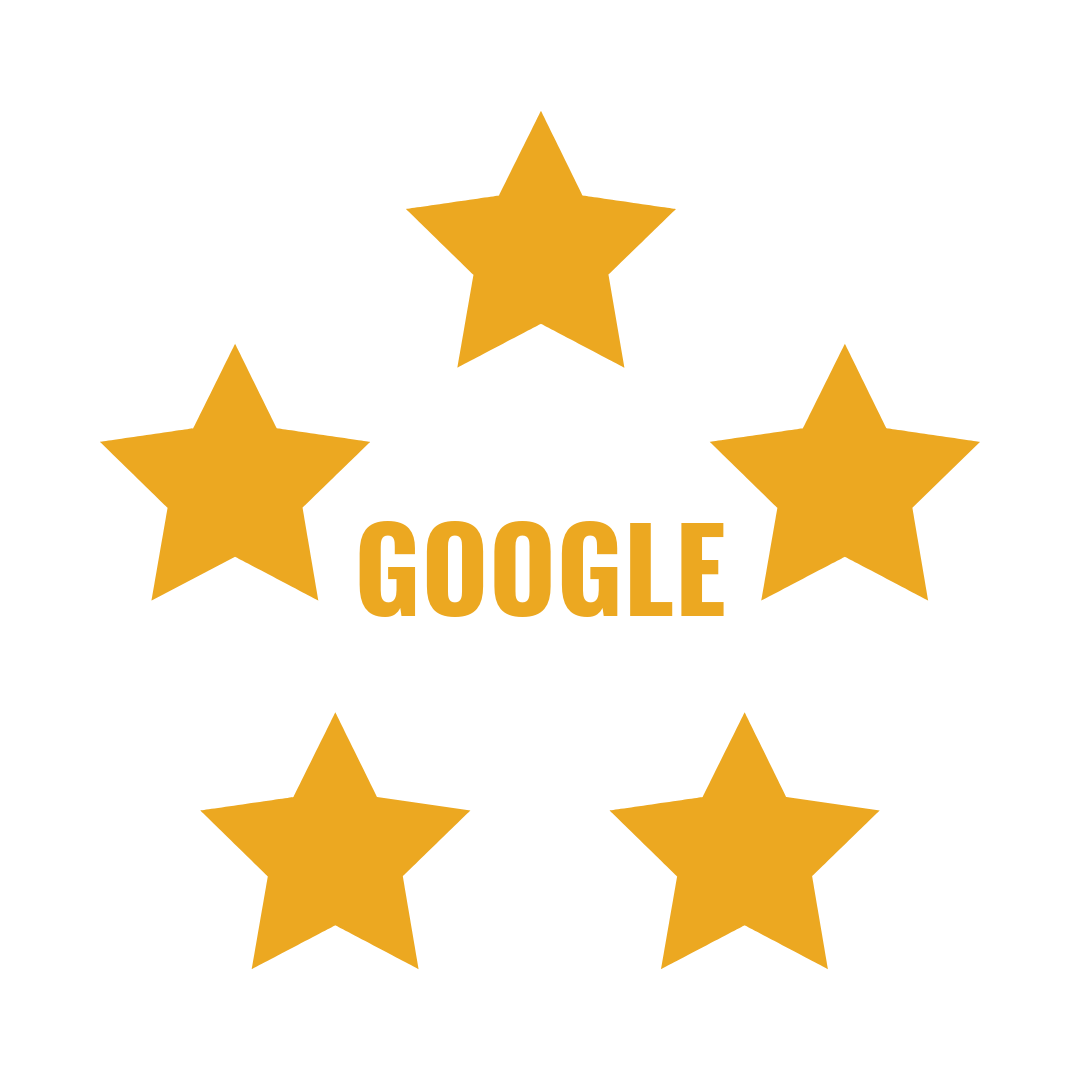 Five yellow stars and Google text icon for Bend Oregon Excavation Company Website.