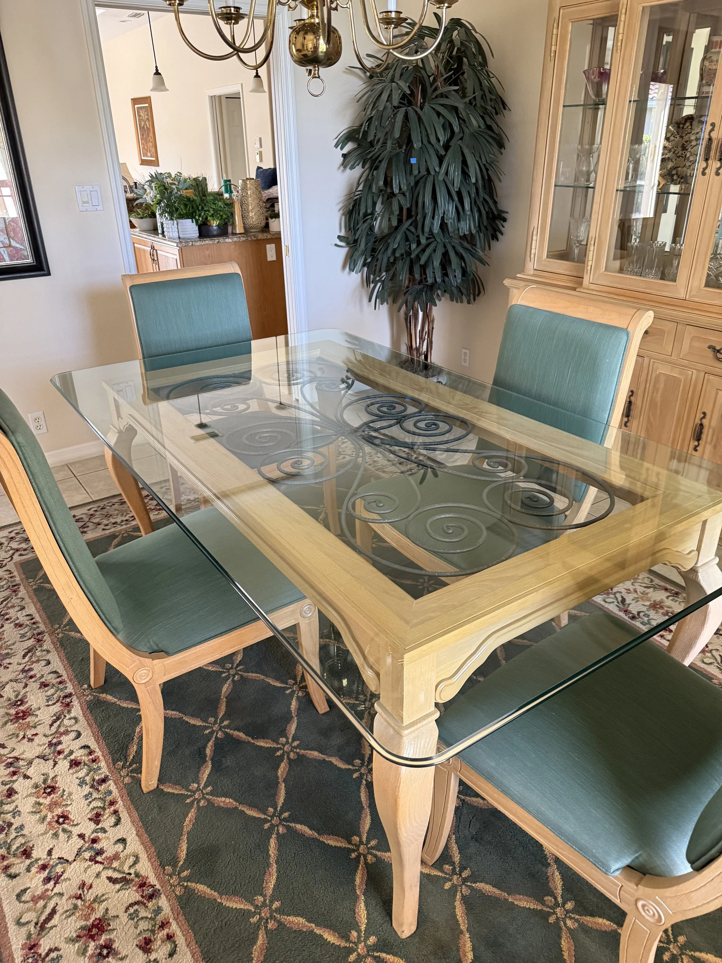 Dining Table, Rug, Chairs and Hutch