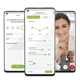 Cell phone showing easy-to-use myPhonak app