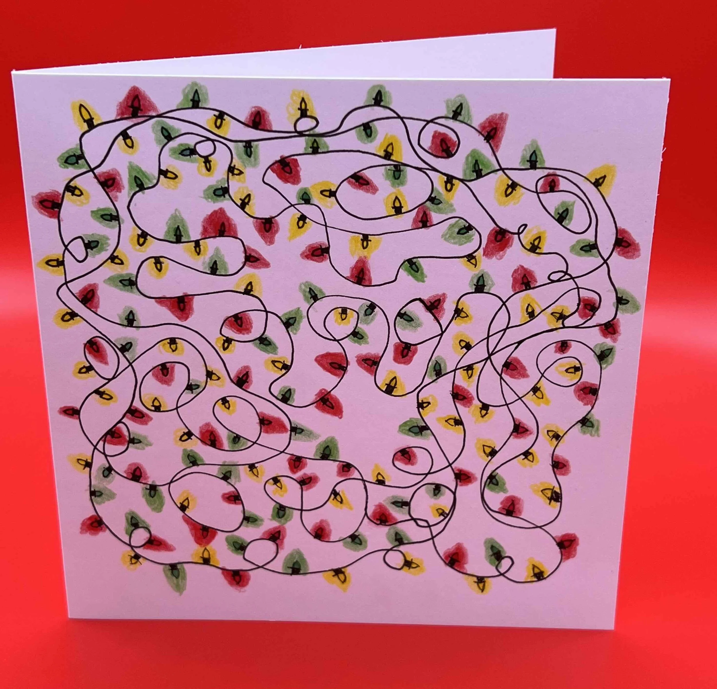 "Fairy Light Tangle" (2025). Alcohol marker, coloured pencil and black fine liner. 