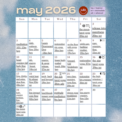 May 2026 Class Calendar