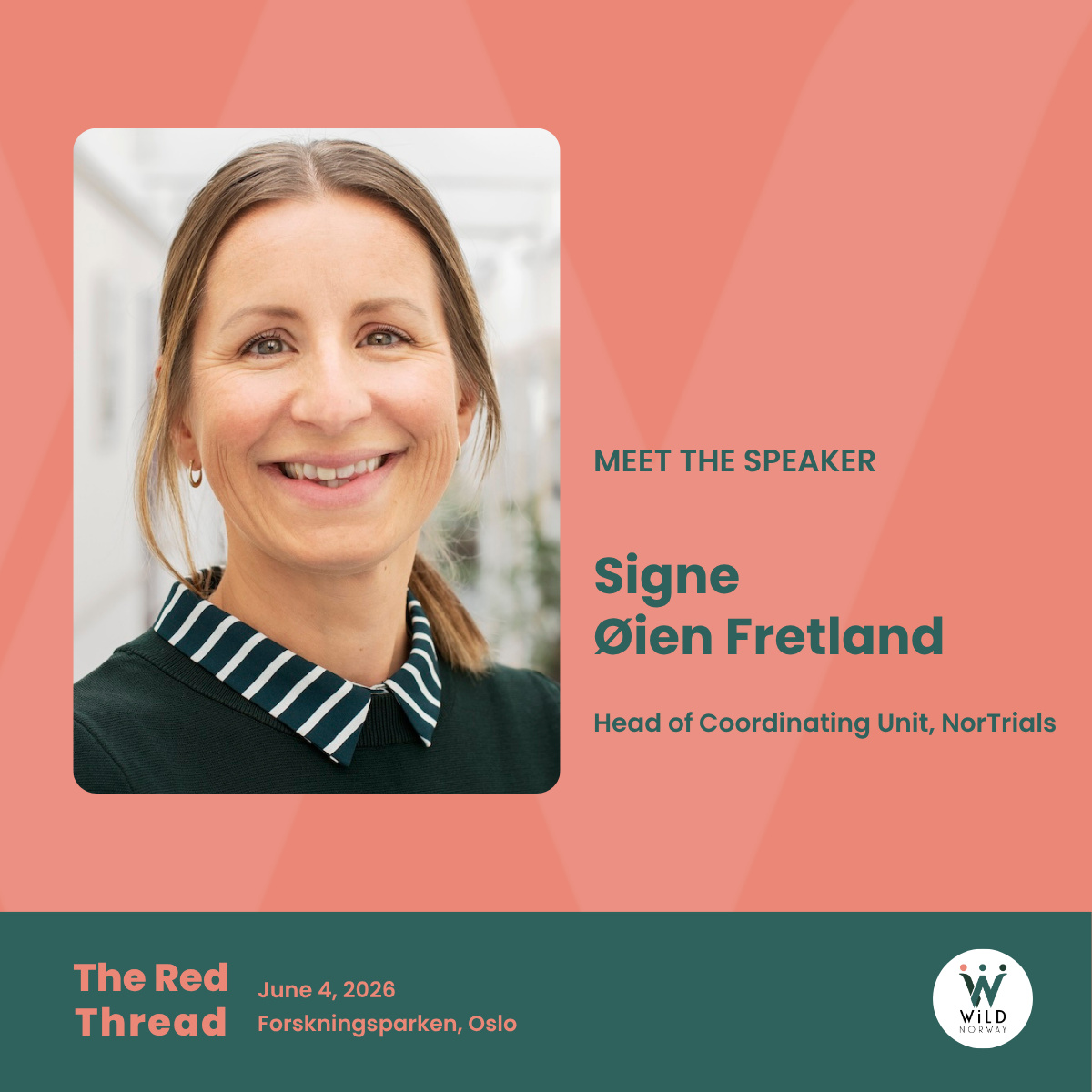 Headshot of Signe Øien Fretland with the tile saying Meet the Speaker