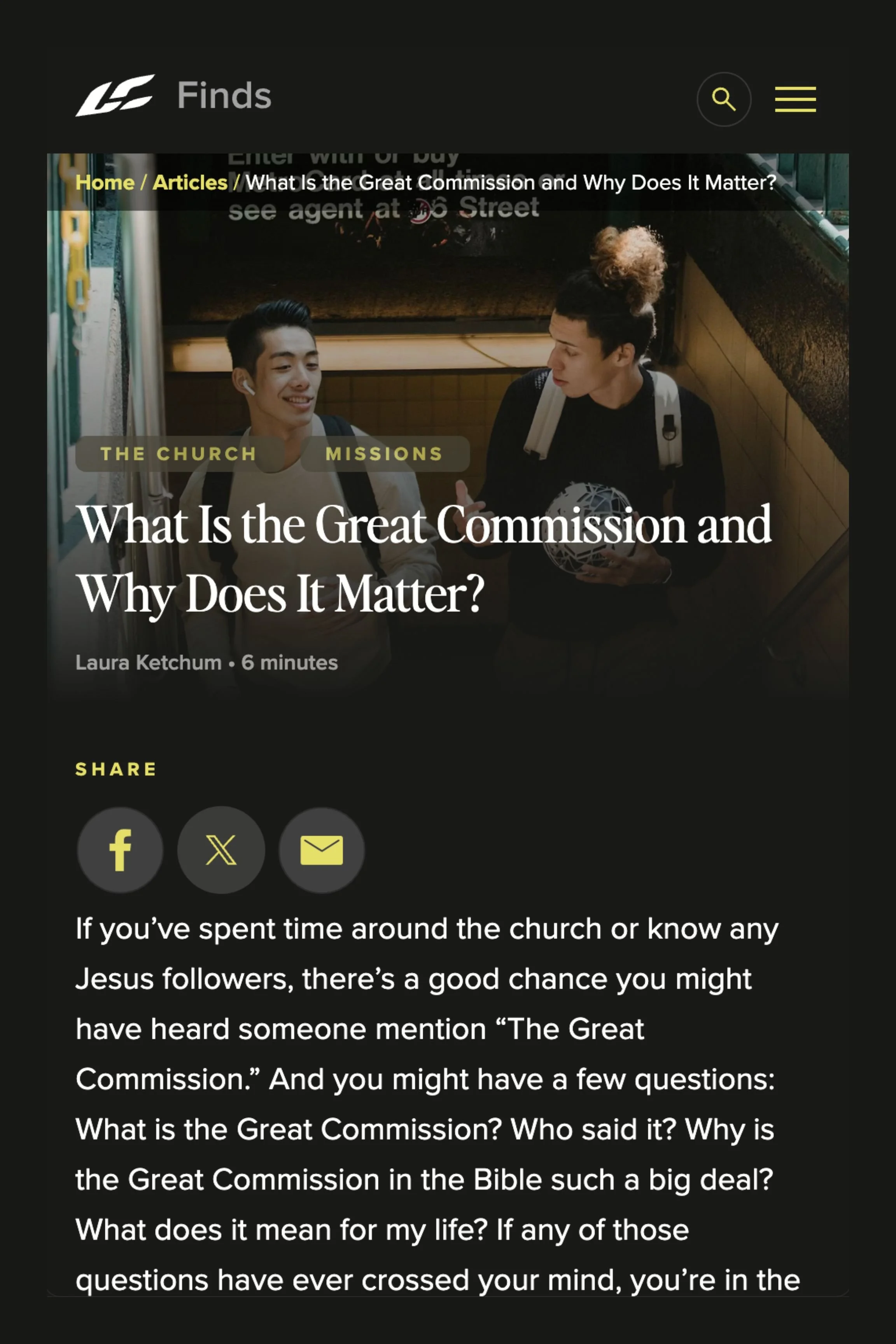 "What Is the Great Commission and Why Does It Matter?" by Laura Ketchum