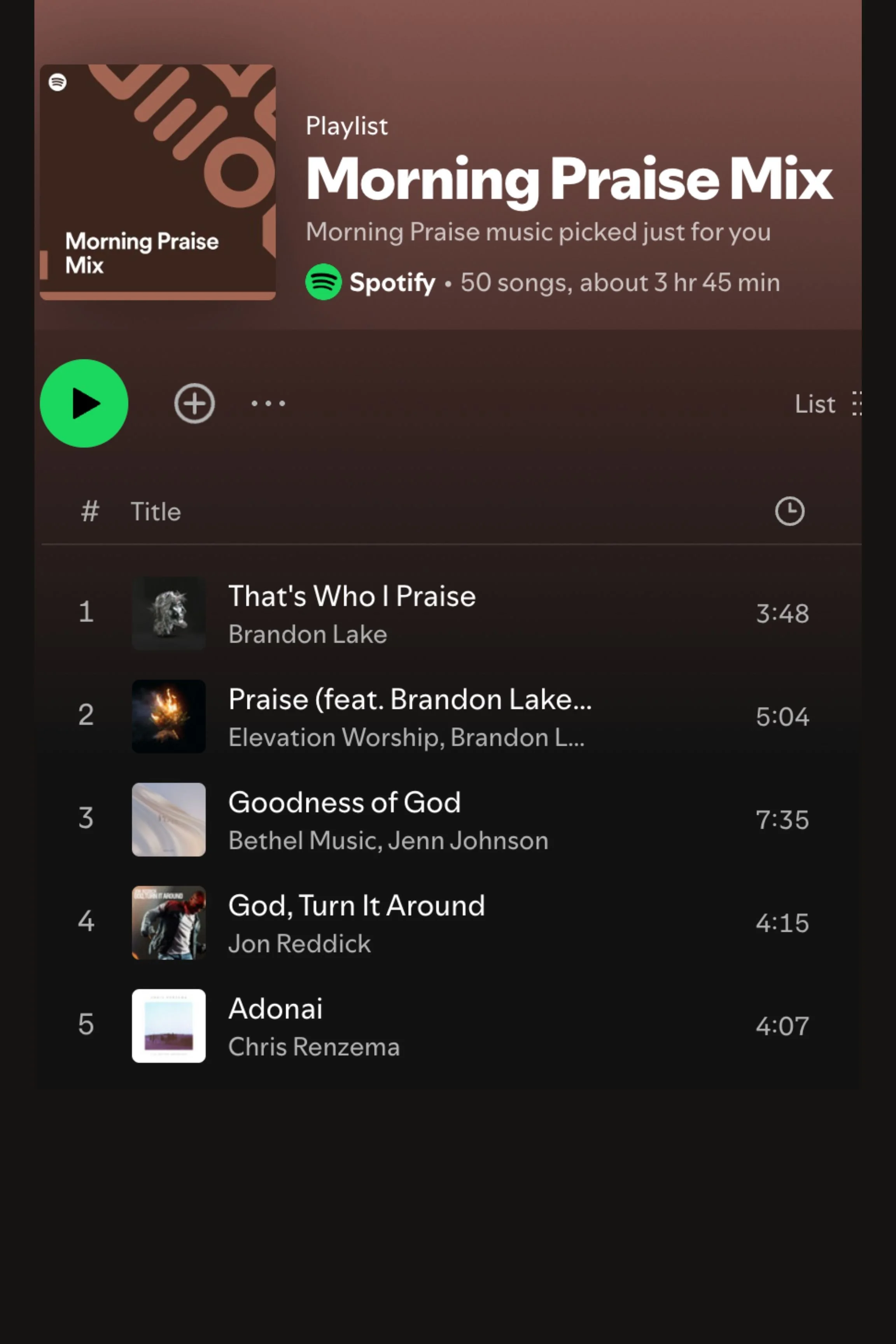 Spotify Worship Playlist