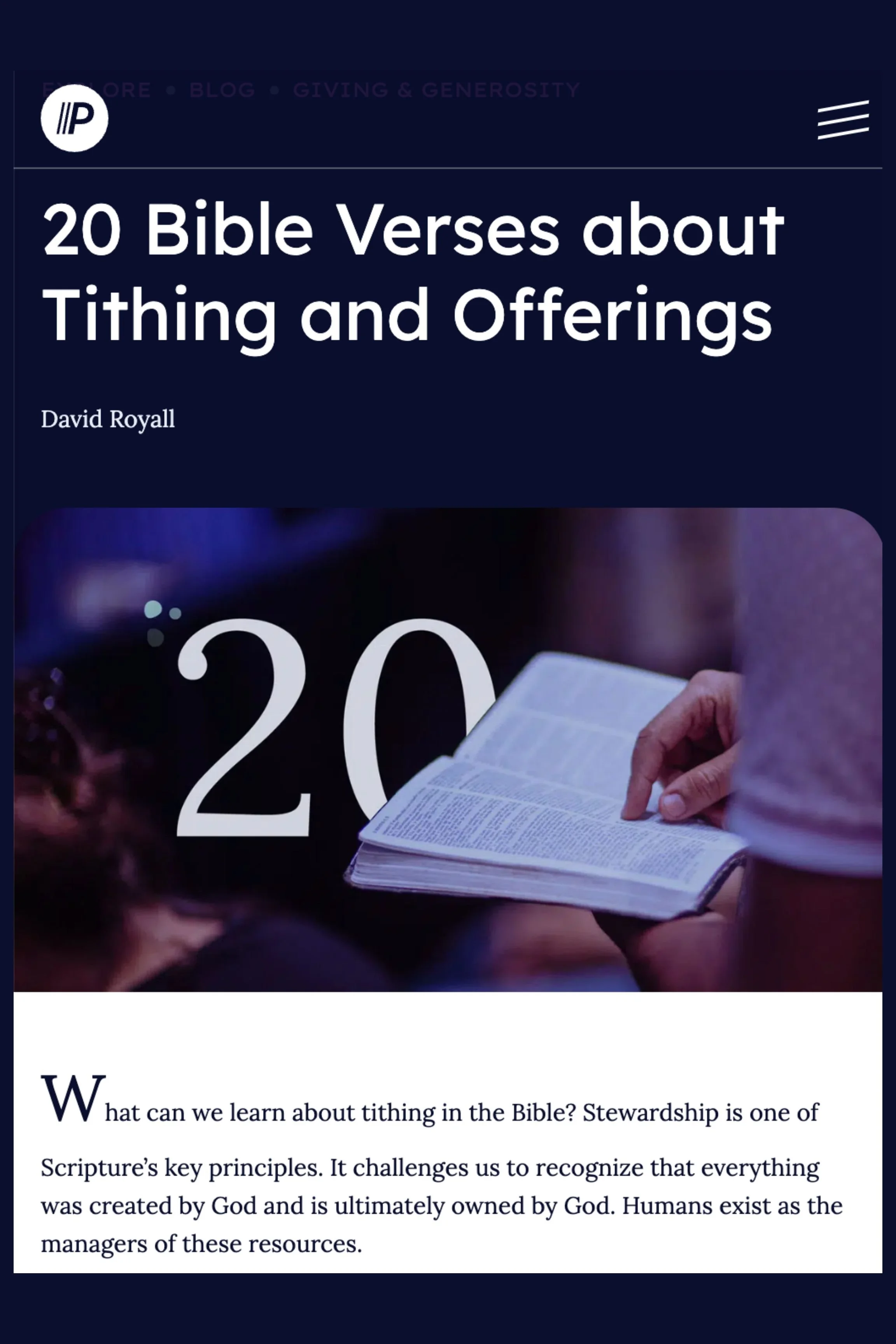 "20 Bible Verses about Tithing and Offerings" by David Royall