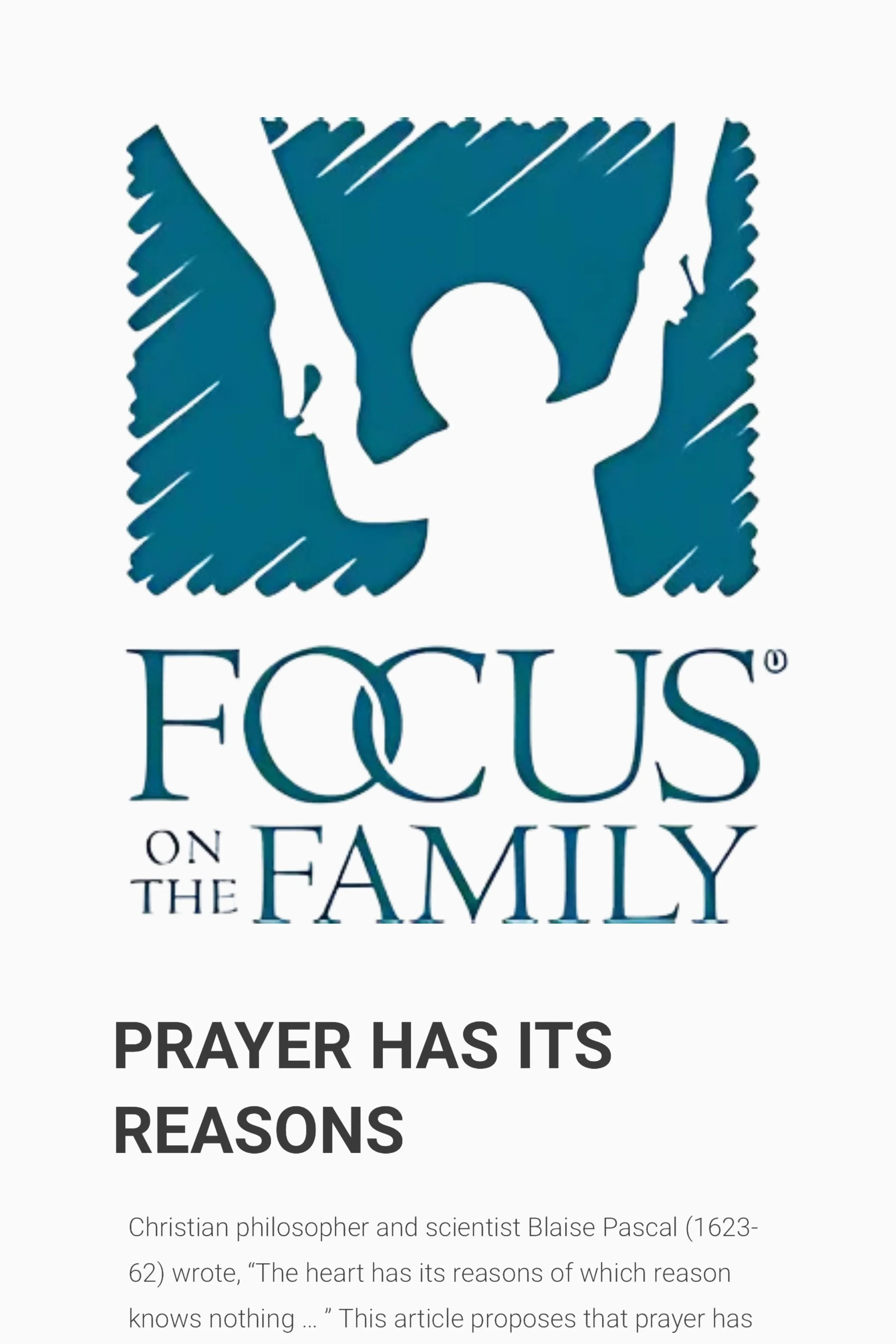 Prayer Has its Reasons Focus on the Family